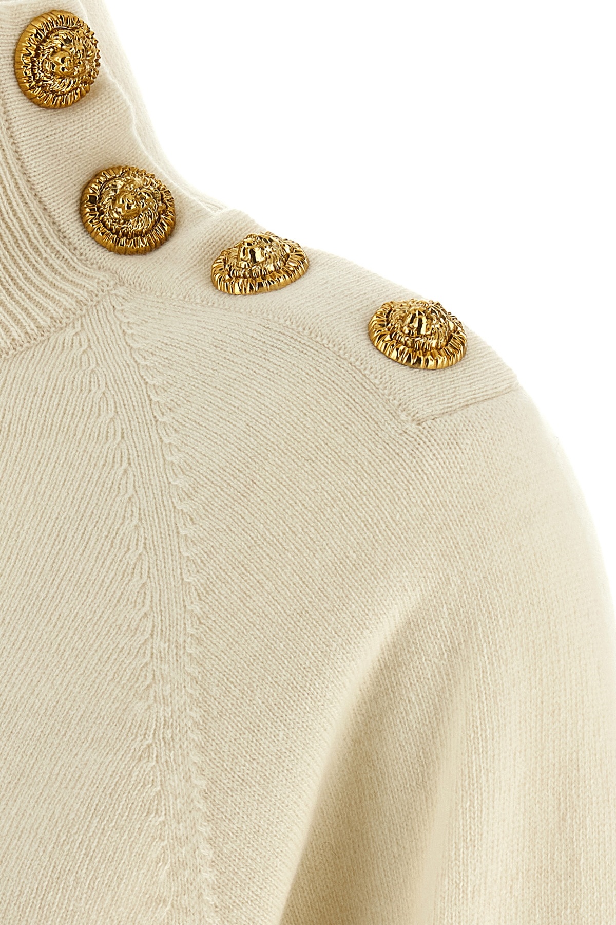 Balmain Cashmere Wool Sweater Sweaters And Cardigans White In Nude