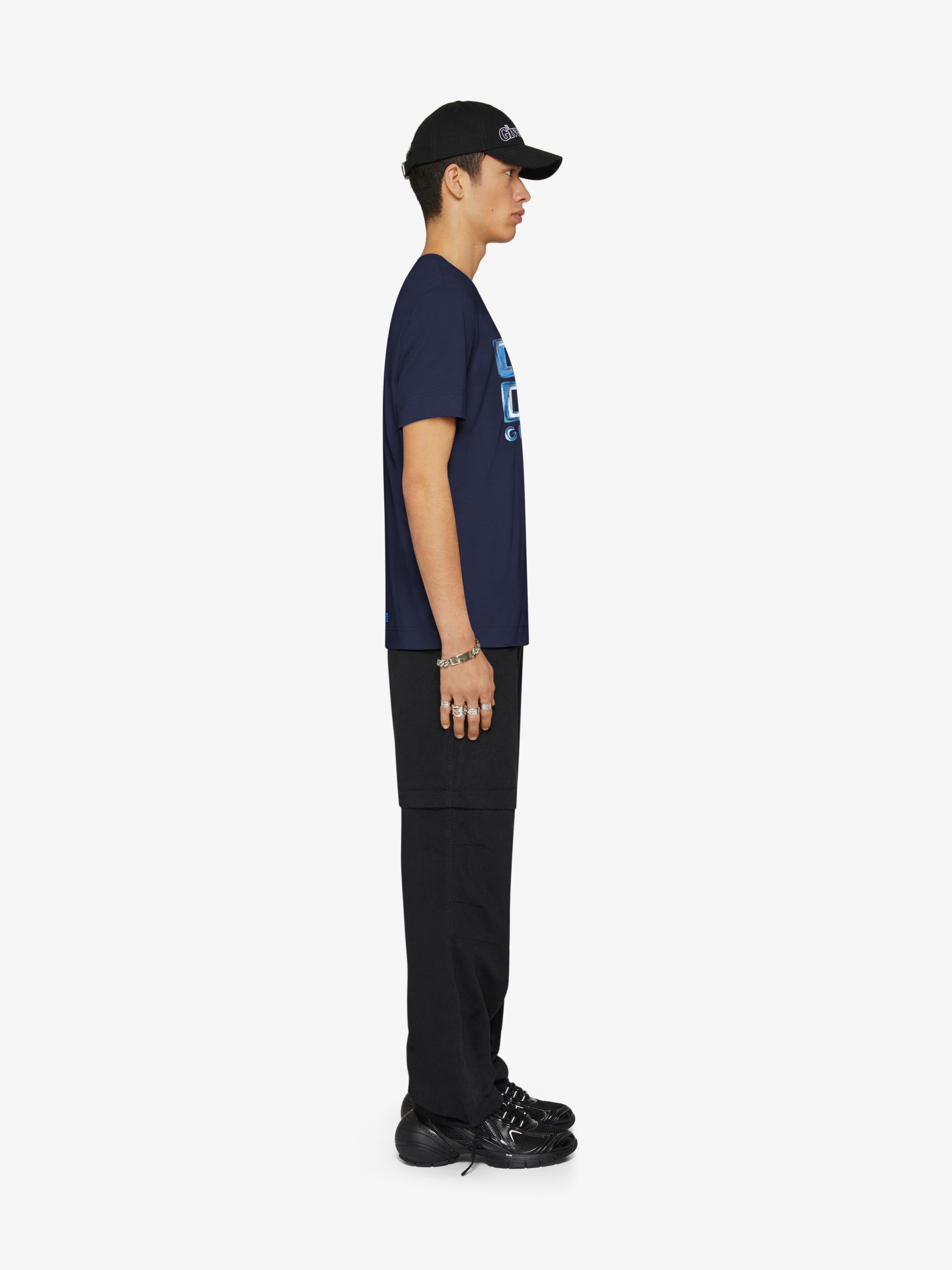 Givenchy 4g Multicolor Slim Fit T-shirt In Cotton In Blue