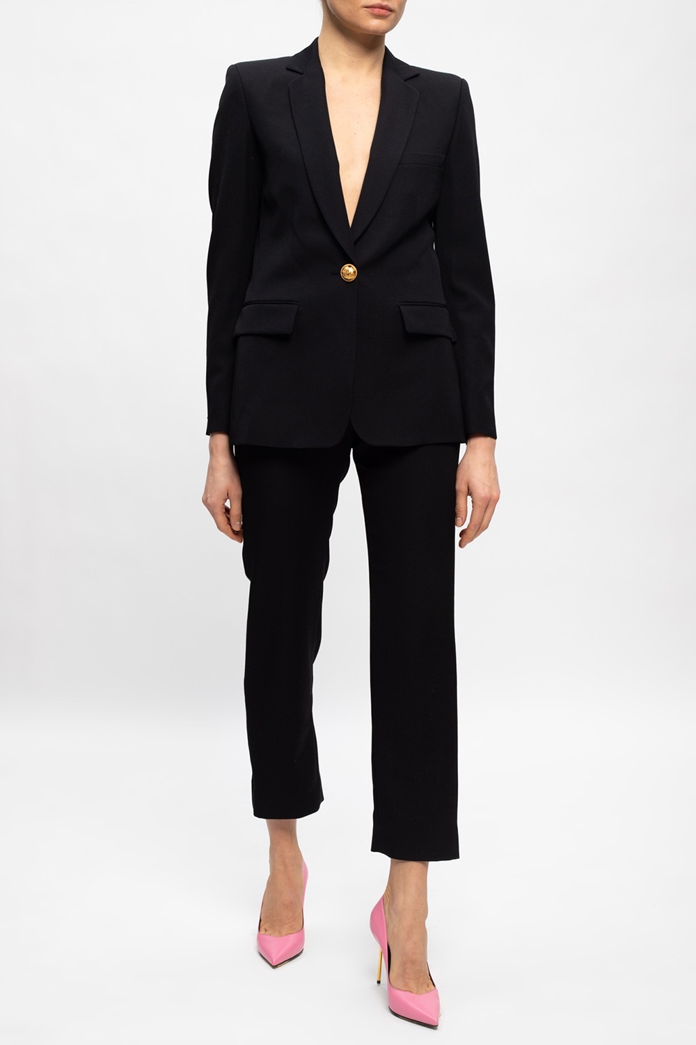 Balmain Straight-leg Wool Cropped Trousers In Black