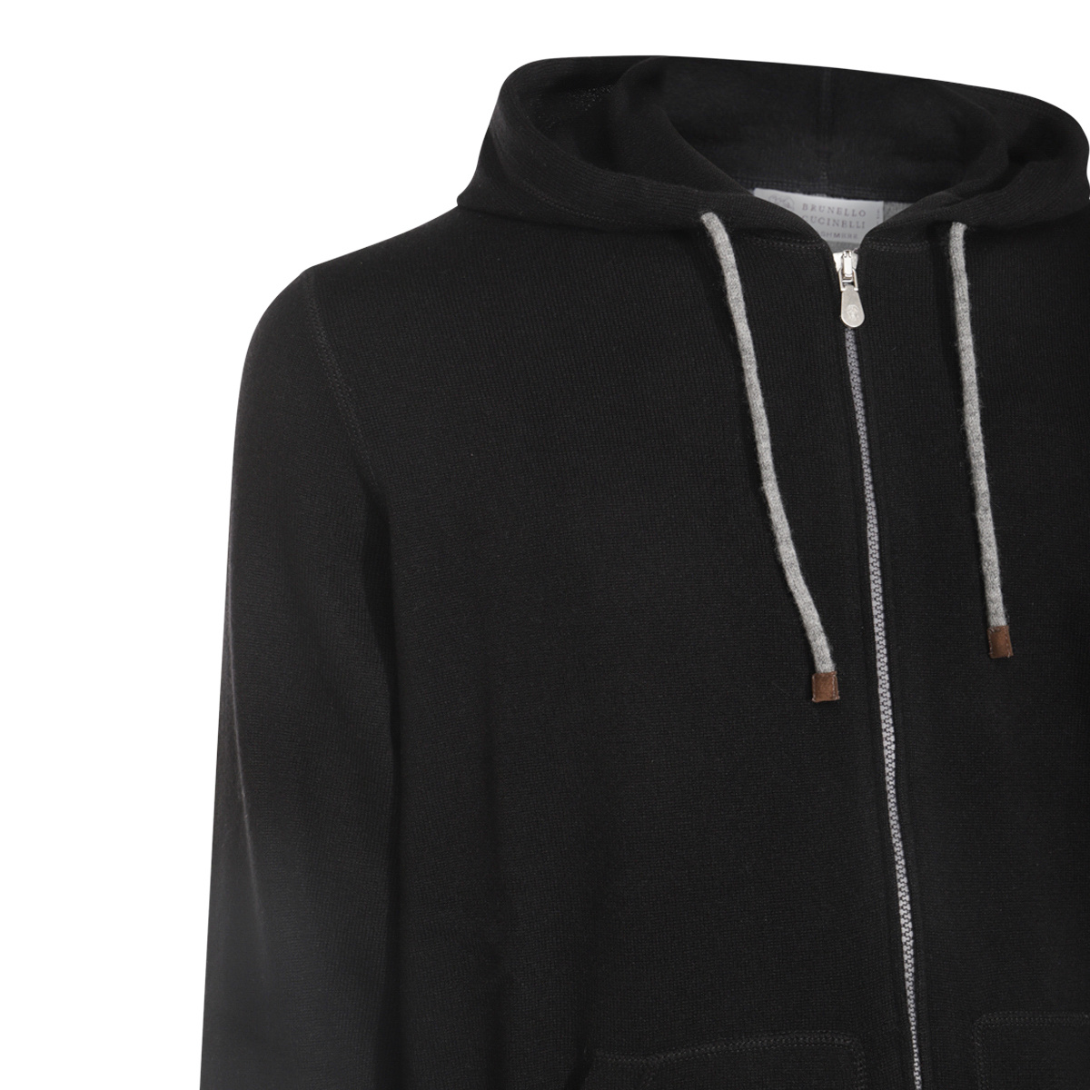Brunello Cucinelli Hooded Crewneck Sweater Front Pockets In Black