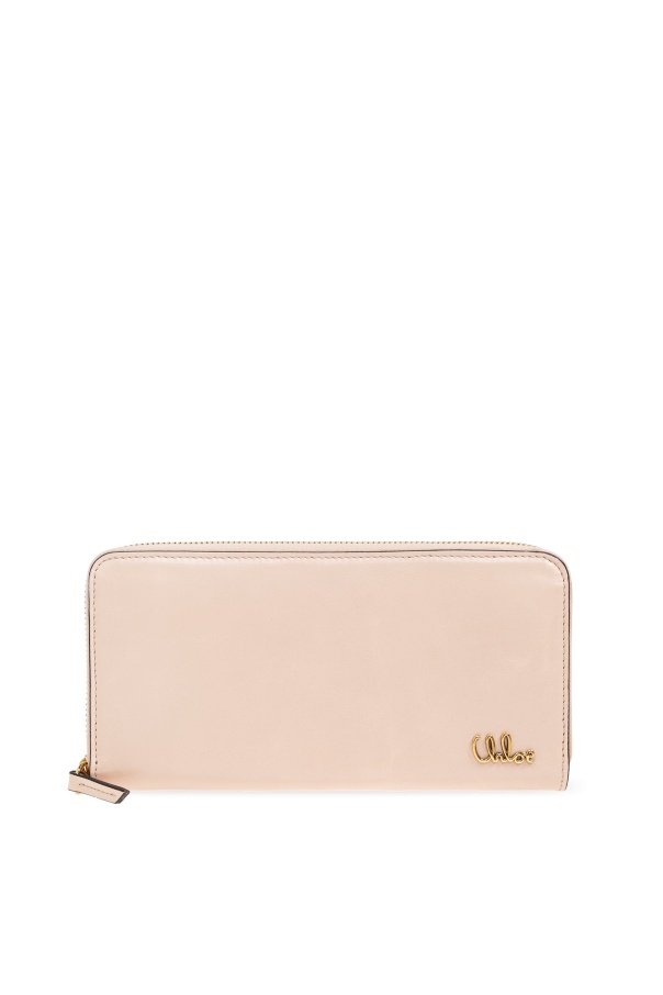 Chloé Iconic Logo Zip-around Leather Wallet In Pink