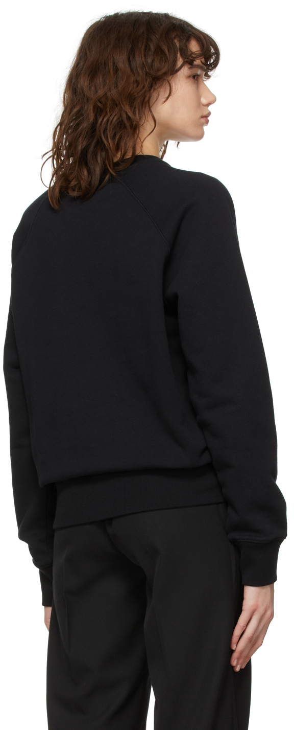 MAISON KITSUNÉ BLACK LOGO PRINTED ROUND NECK SWEATER 