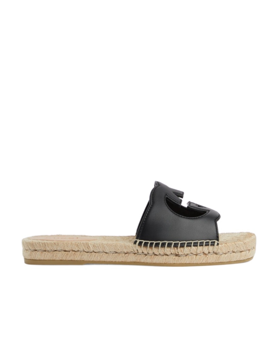 Gucci Interlocking G Cutout Leather Sandal In Nude