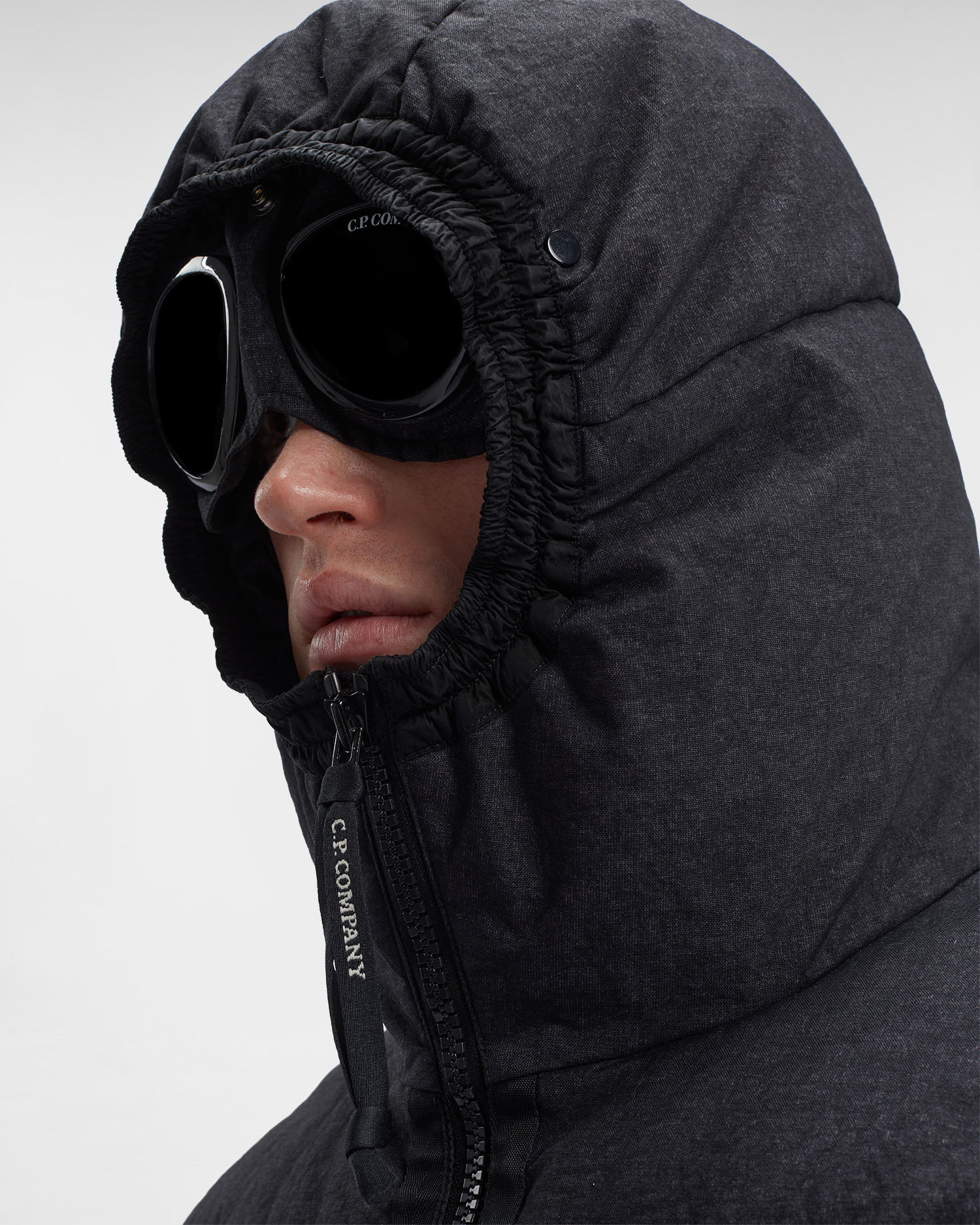 C.p. Company Co-ted Goggle Down Jacket In Black