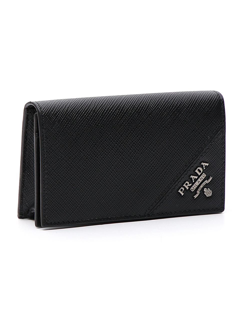 Prada Saffiano Leather Card Holder In Black