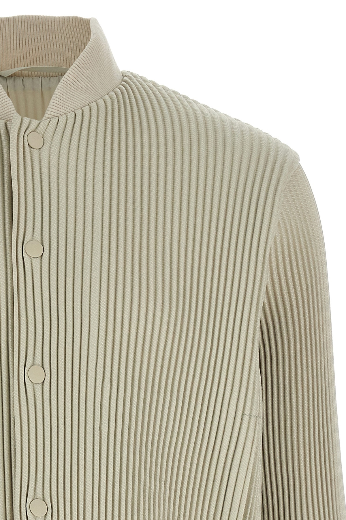 Shop Issey Miyake Pleated Bomber Jacket In Nude