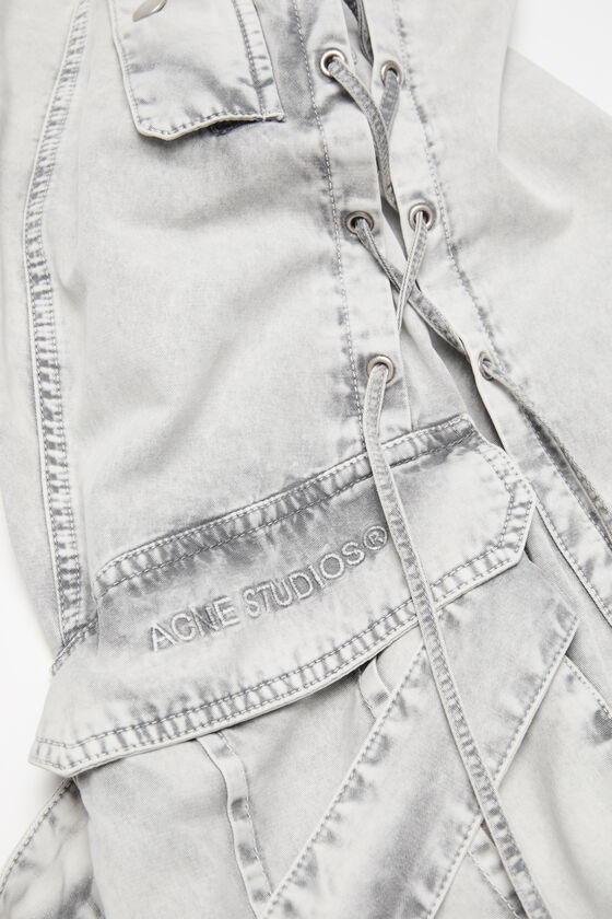 Acne Studios Cotton Cargo Trousers Dusty White In Grey