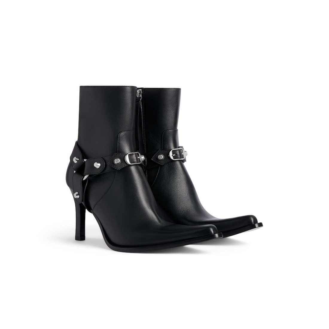 Balenciaga City Calfskin Heeled Ankle Boots In Black