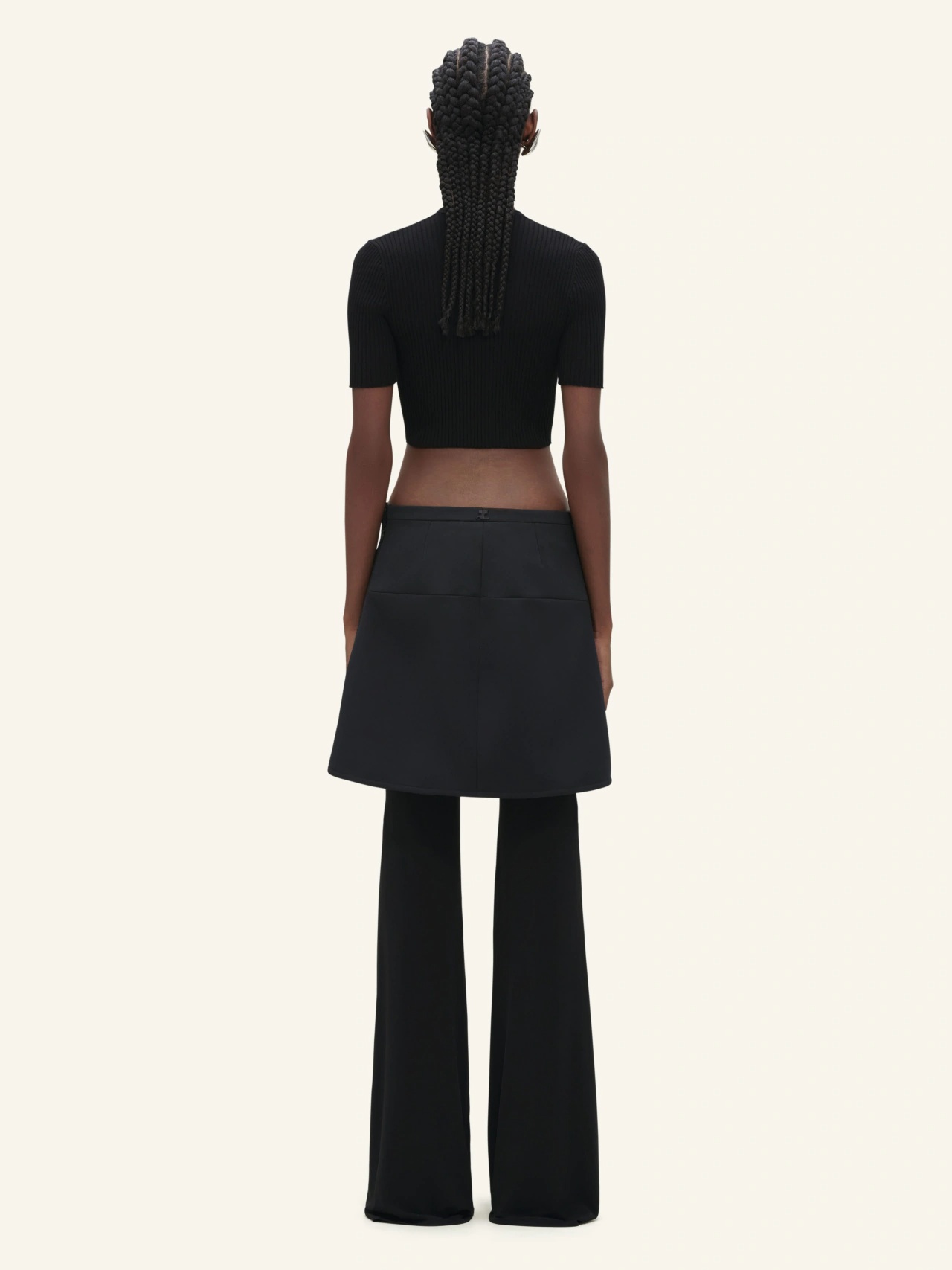 Courrèges Mockneck Rib Knit Cropped Top Women Black In Viscose In Black