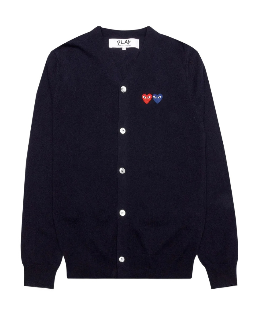 Comme Des Garçons Play V-neck Long-sleeved Sweater In Black