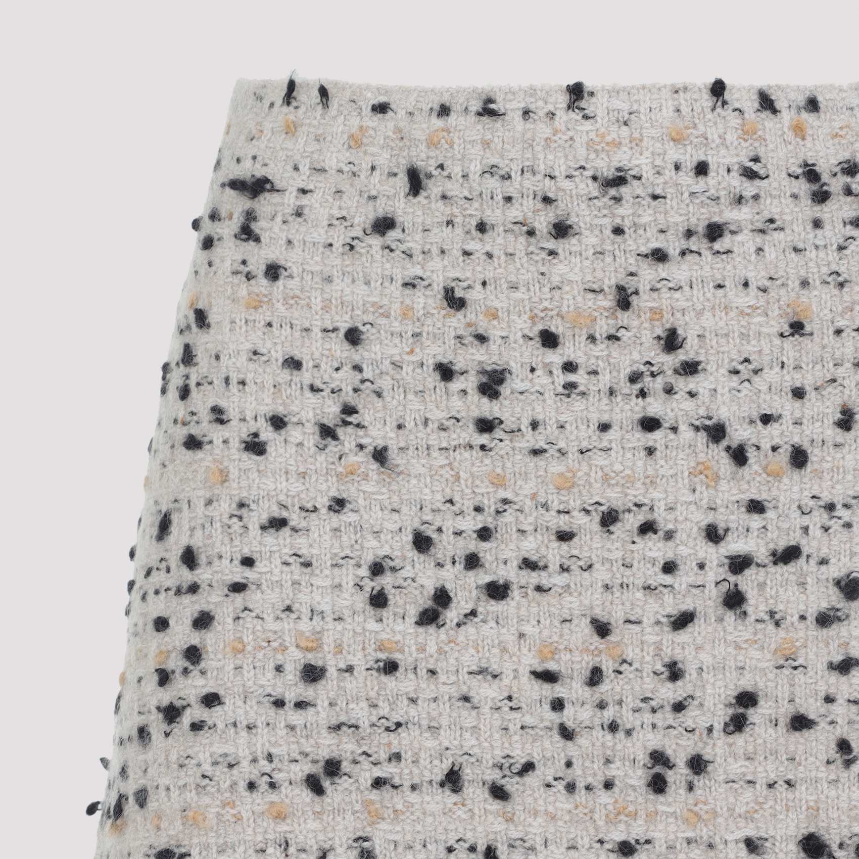 Fabiana Filippi Beige Frayed-knot Donegal Tweed Mini Skirt In Gray