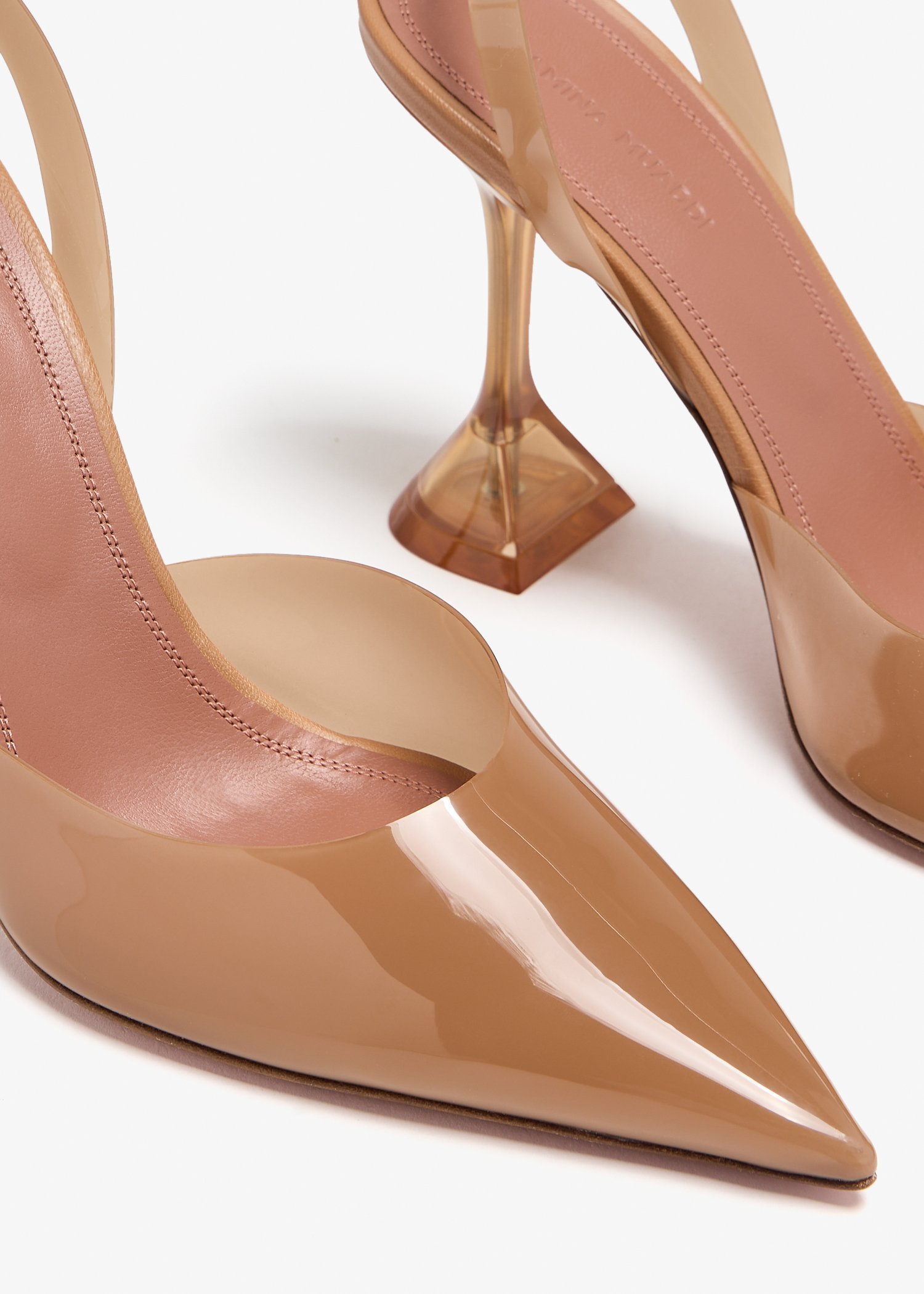 Amina Muaddi Holli 95 Pvc Slingback Pumps In Nude