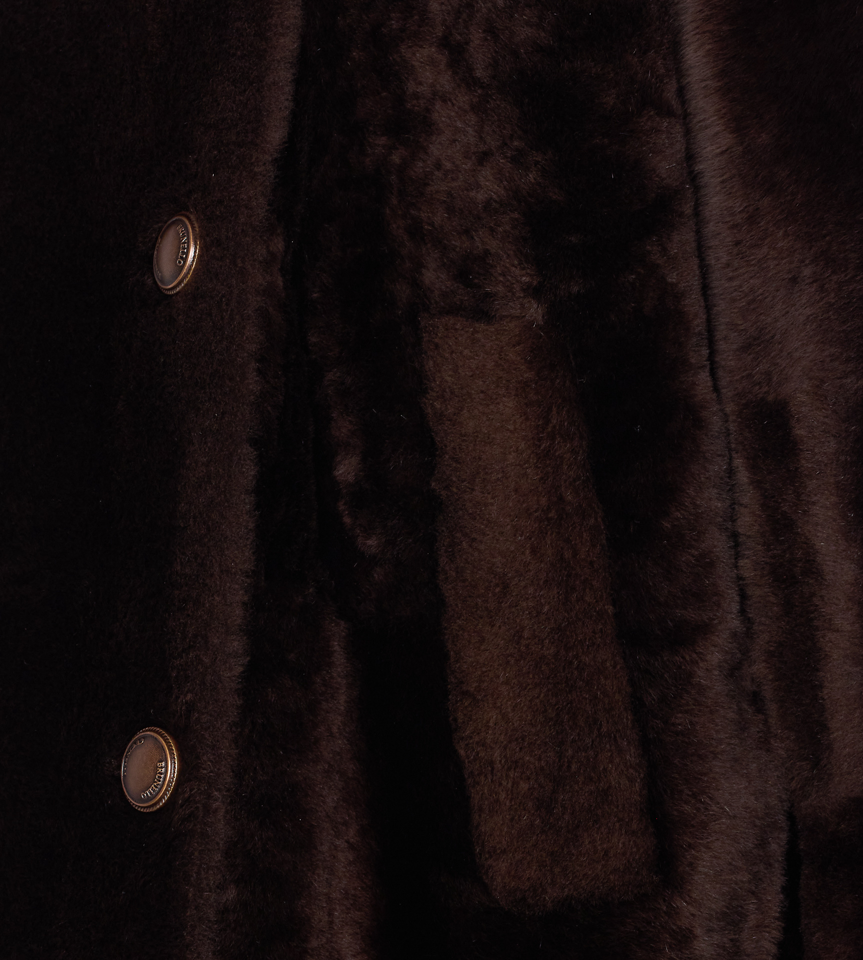 Brunello Cucinelli Leather Double-breasted Jacket High Collar In Brown