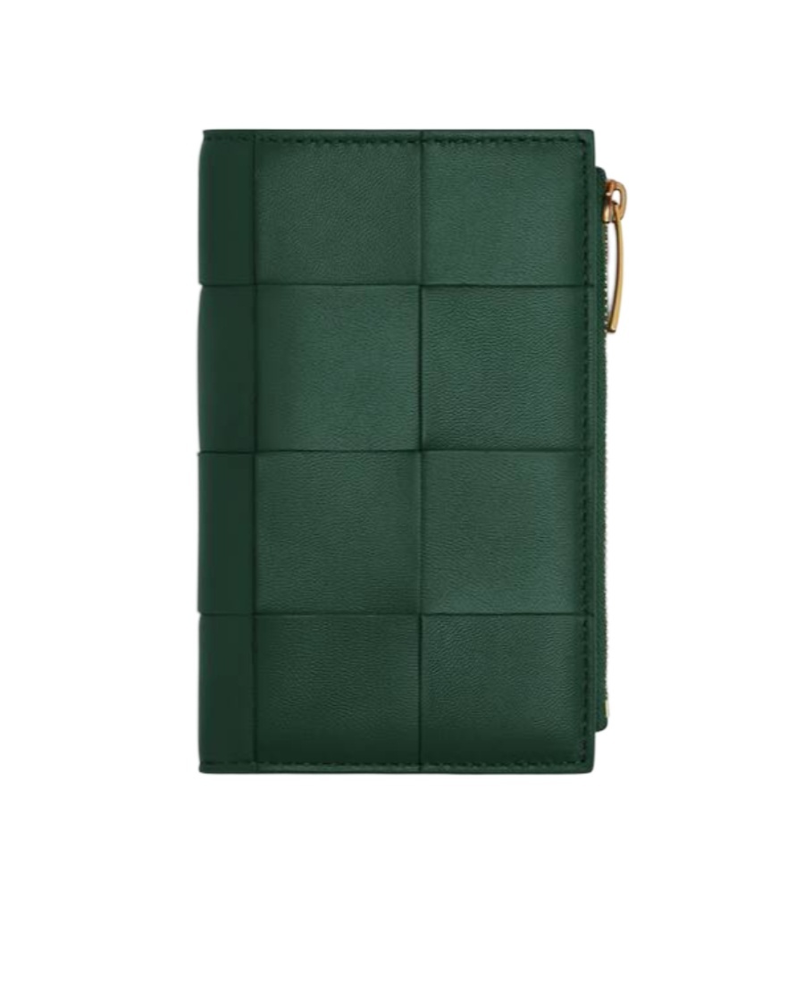 Bottega Veneta Medium Cassette Bi-fold Zip Wallet In Green