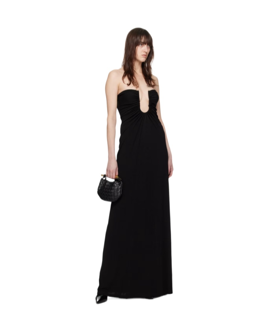 Christopher Esber Arced Palm Strapless Dress In Black