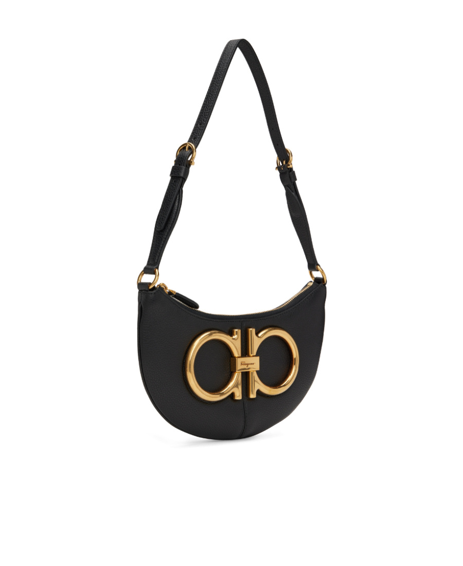 Shop Ferragamo Logo Shoulder Bag In Black
