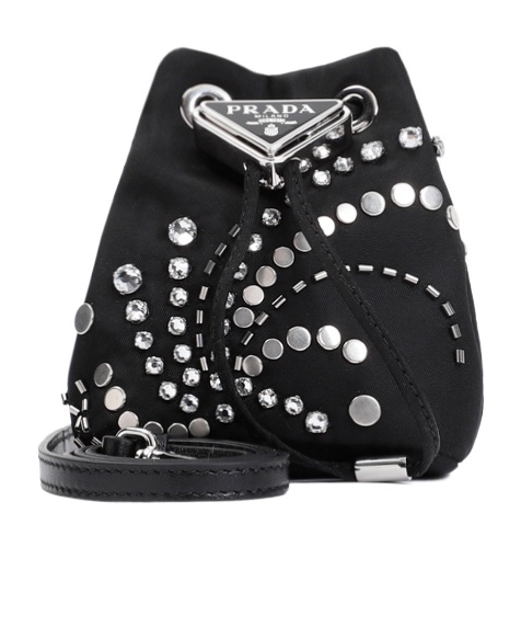 Prada Mini Drawstring Shoulder Bag In Black