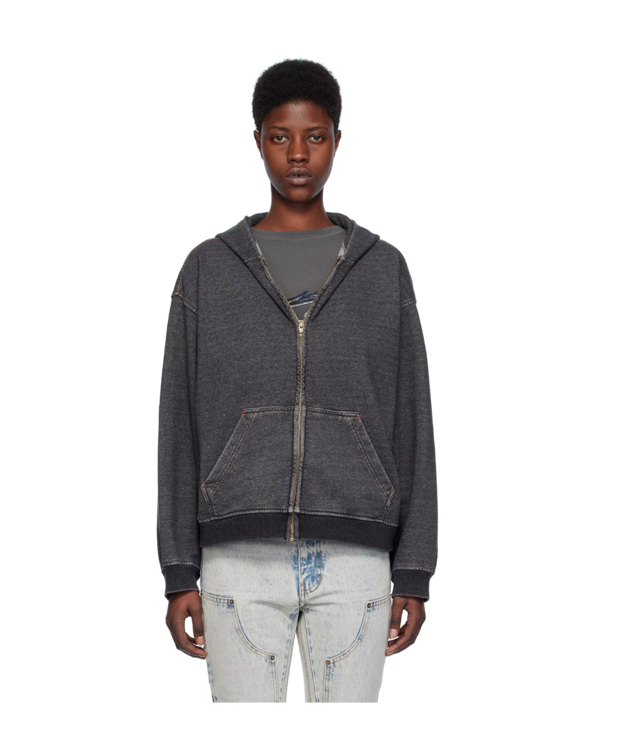 WE11 DONE ZIP-UP DENIM HOODIE