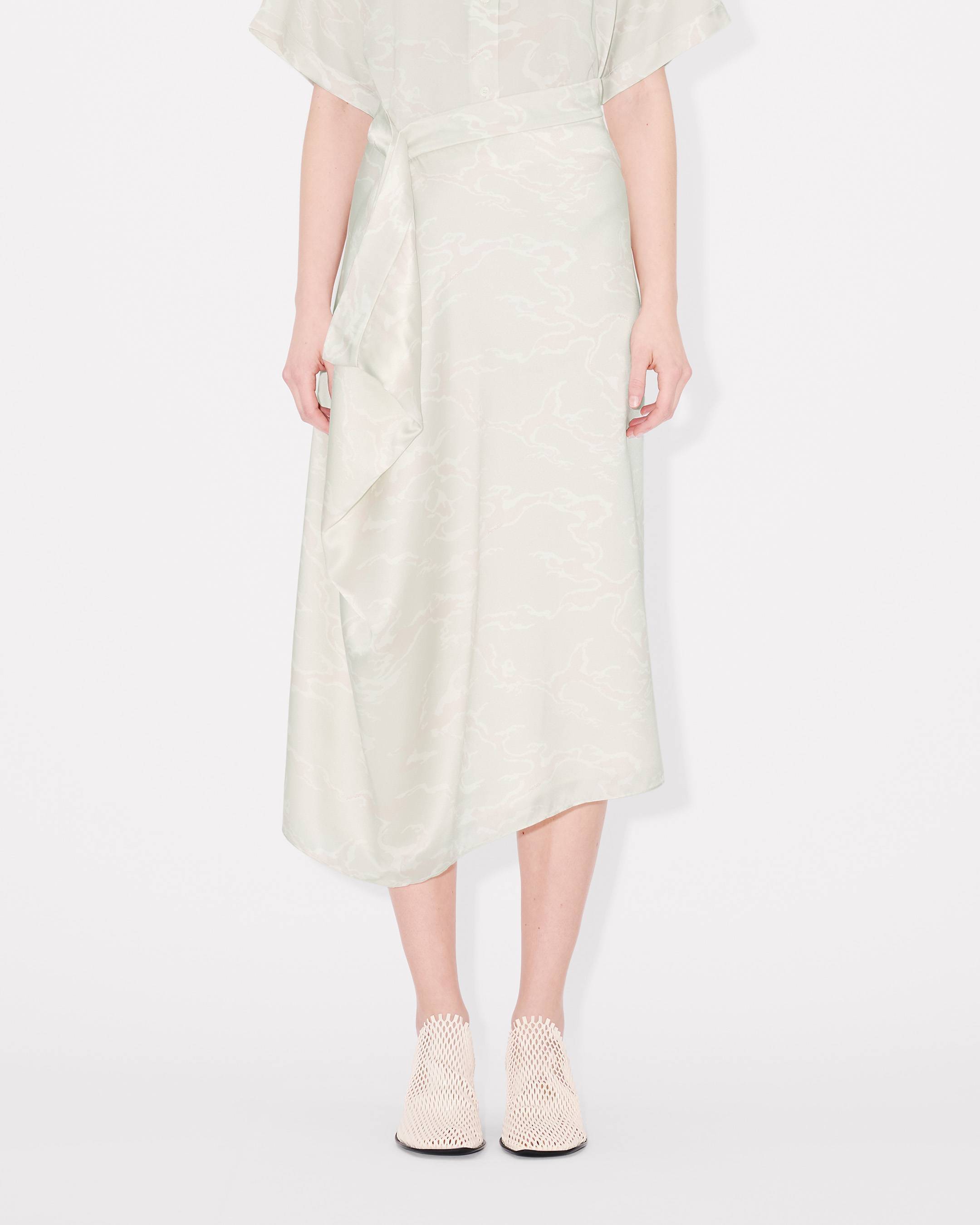 Kenzo ' Ocean Camo' Midi Skirt In Silk