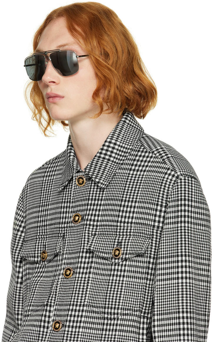 Versace Focus Logo Sunglasses In Gray