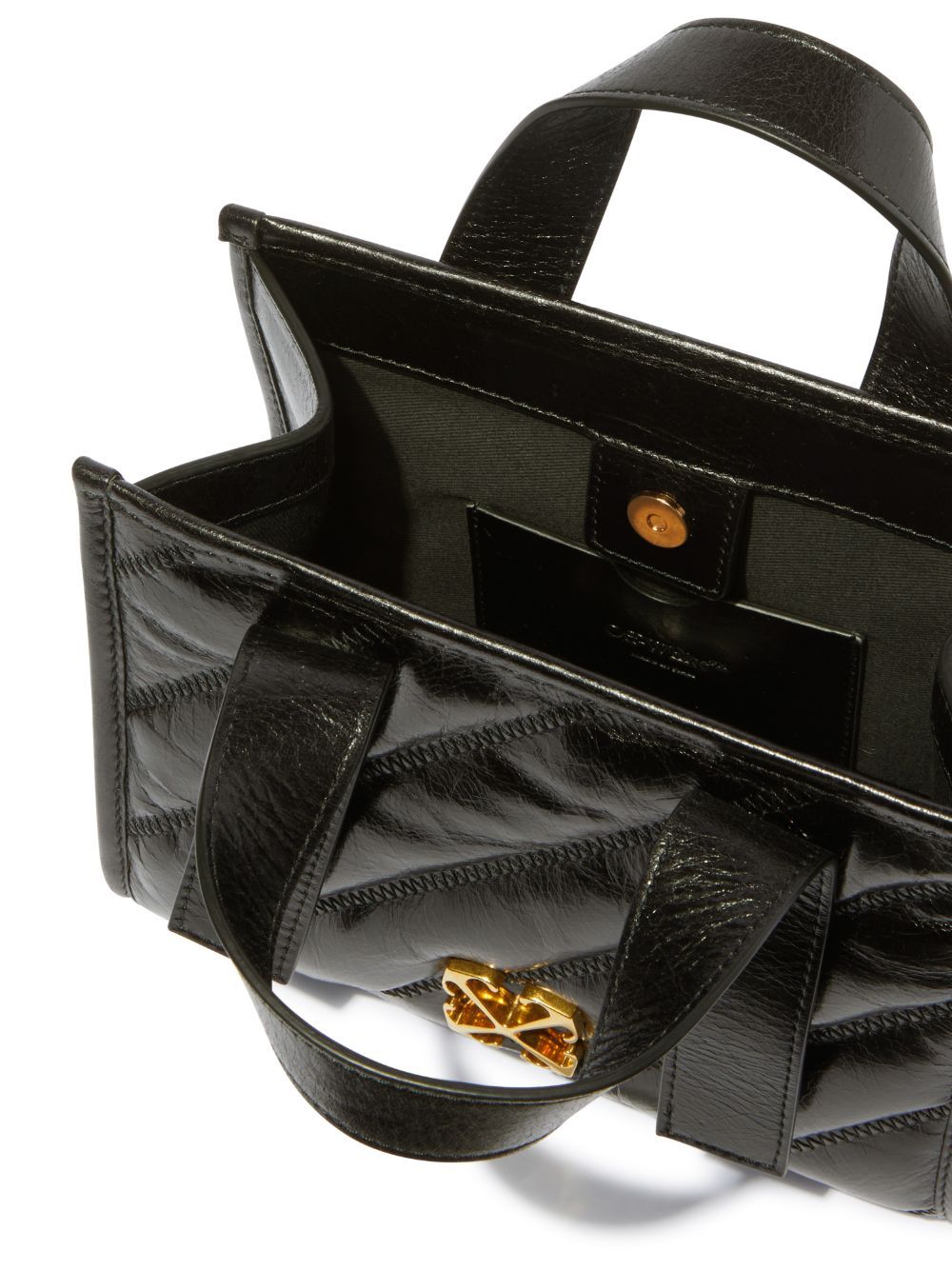 Off-white Logo-plaque Quilted Tote Bag In Black