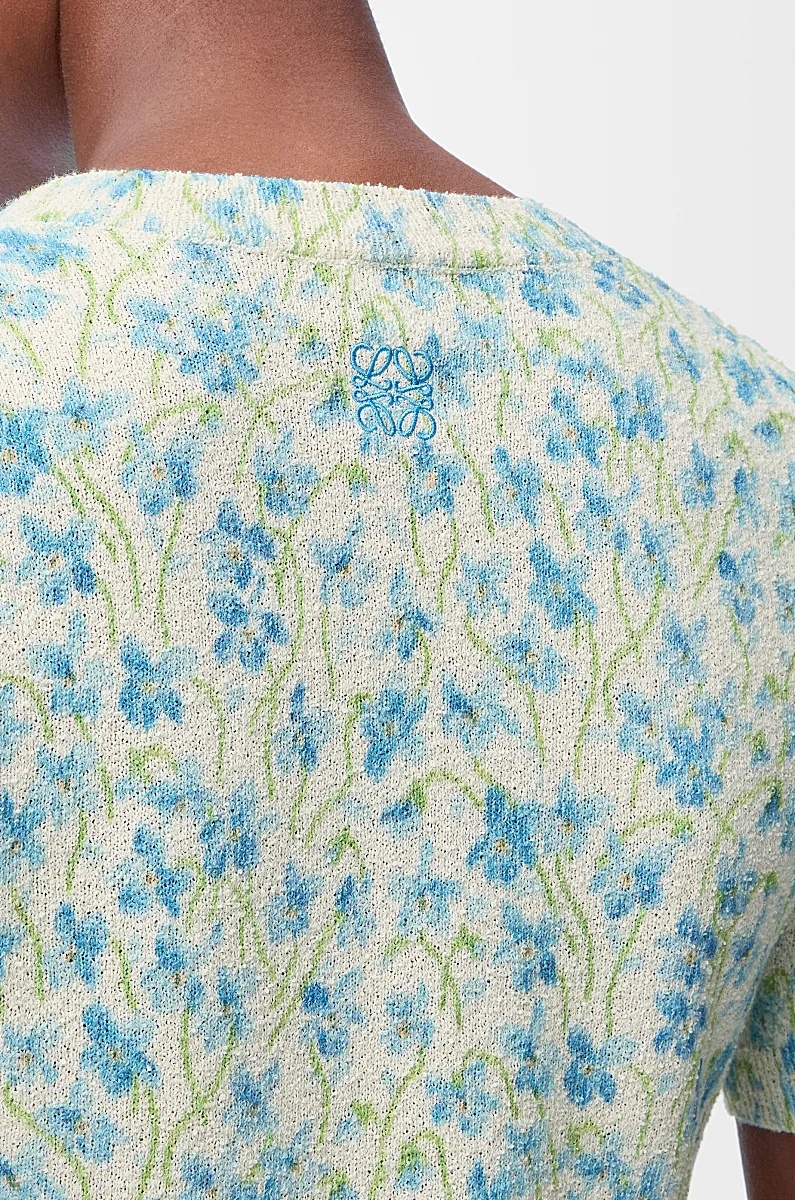 Loewe Embroidered Floral-print Cotton-blend T-shirt In Multi