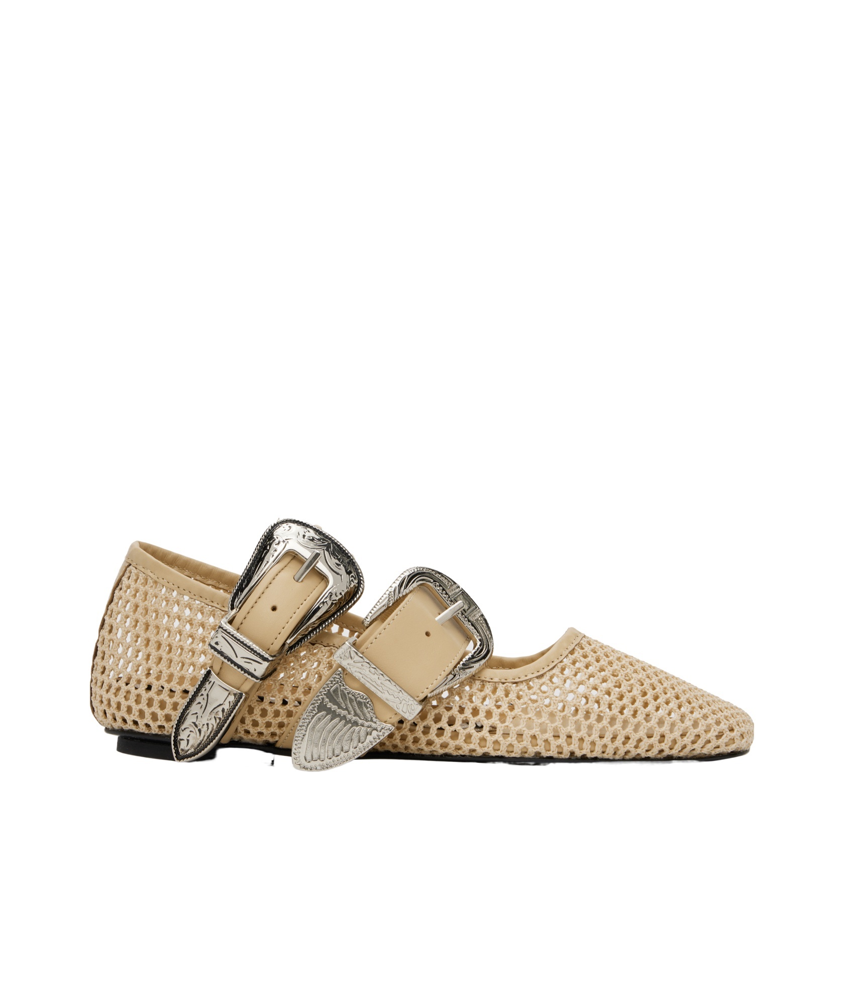 Toga Ssense Exclusive Beige Crochet Net Jet Ballerina Flats In Nude