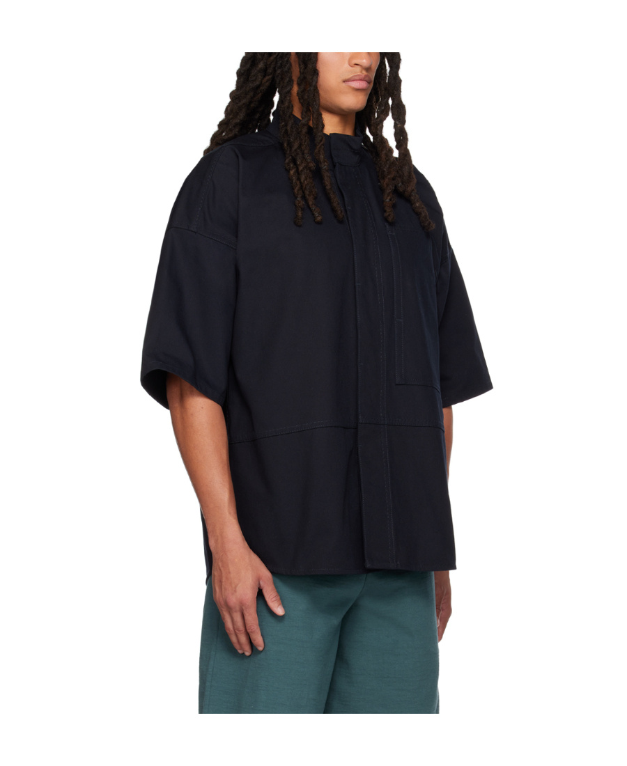 Jil Sander Spliced Short-sleeved Shirt In Black