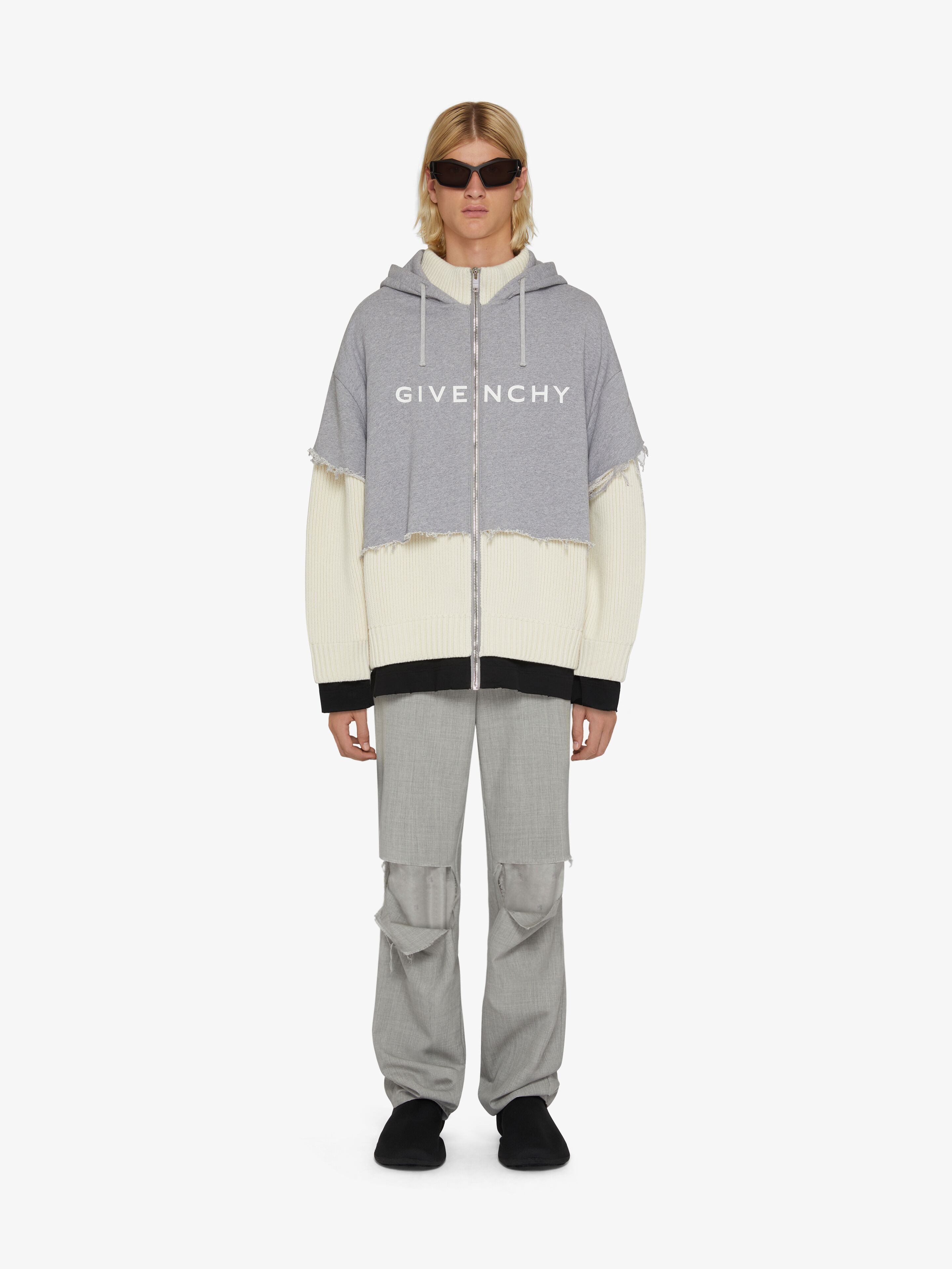 Givenchy Archetype Overlapping Effect Hooded Casual Jacket In Gray