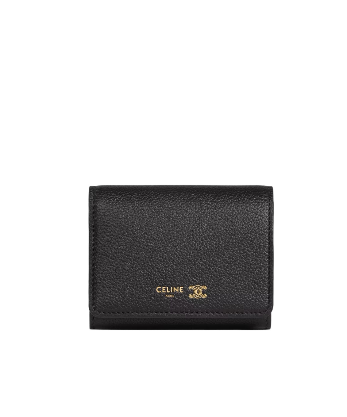 Celine Fine Wallet In Supple Grained Calfskin In Black