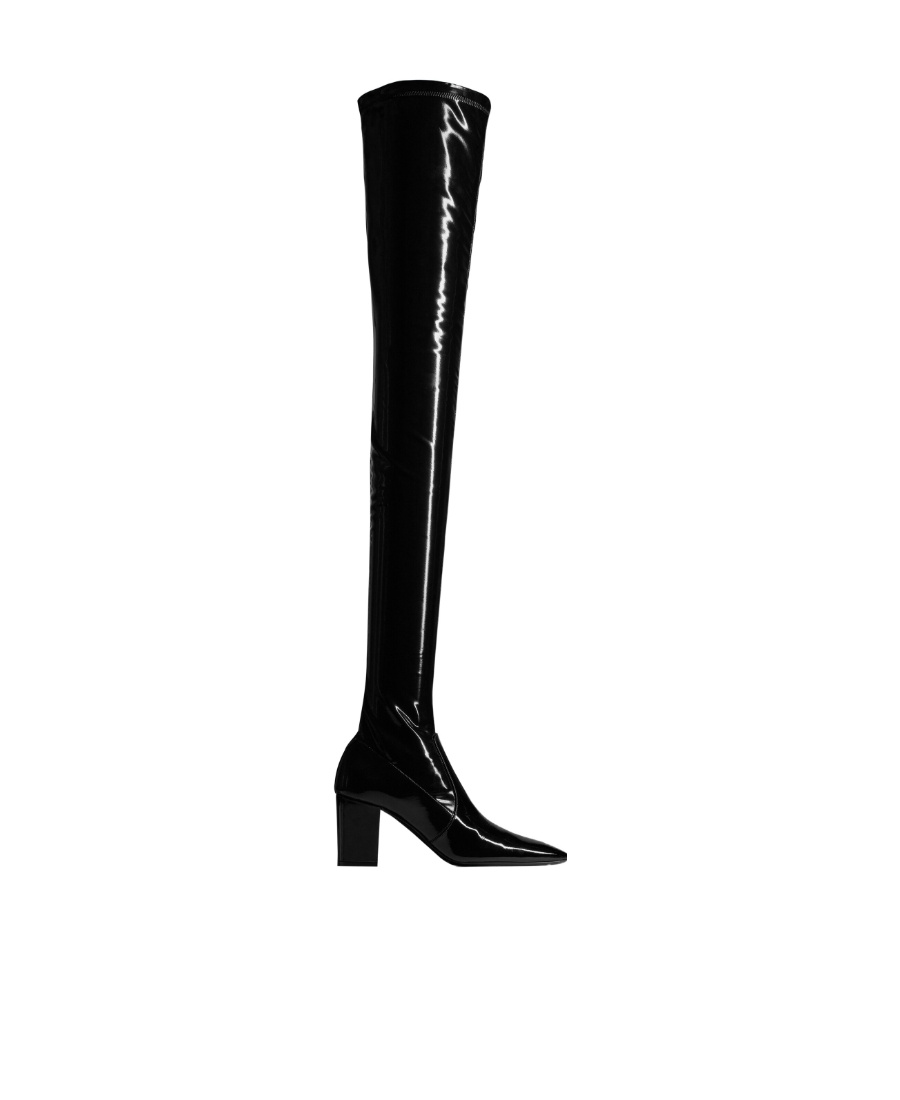 Saint Laurent Joelle 70mm Patent-finish Boots In Black