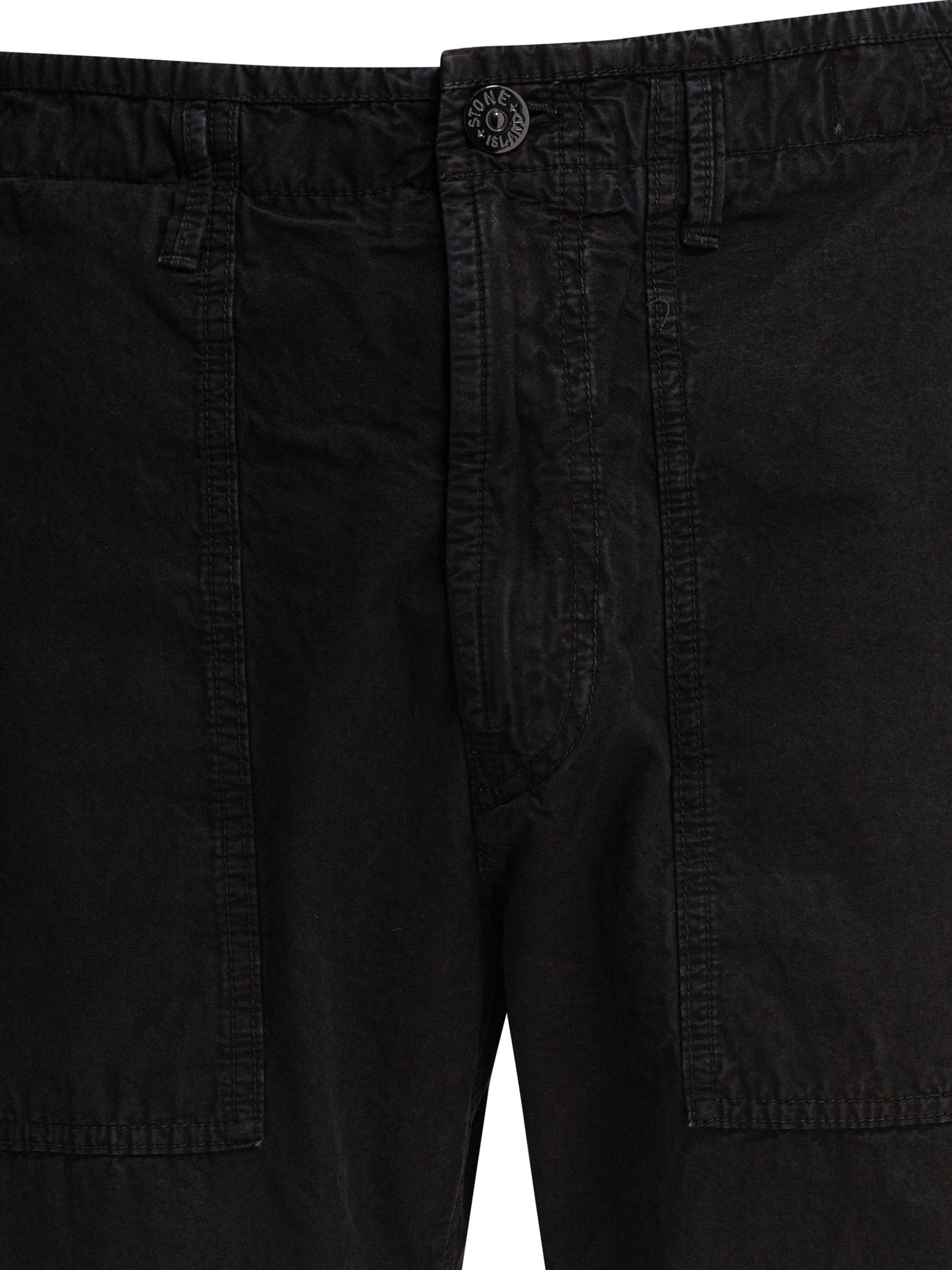 Stone Island Logo Patch Straight-leg Pants In Black