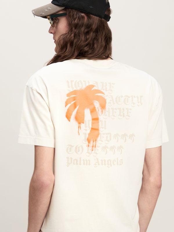 Palm Angels Monogram Printed Crewneck T-shirt In White
