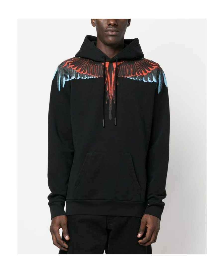 Marcelo Burlon County Of Milan Icon Wings Drawstring Hoodie In Black