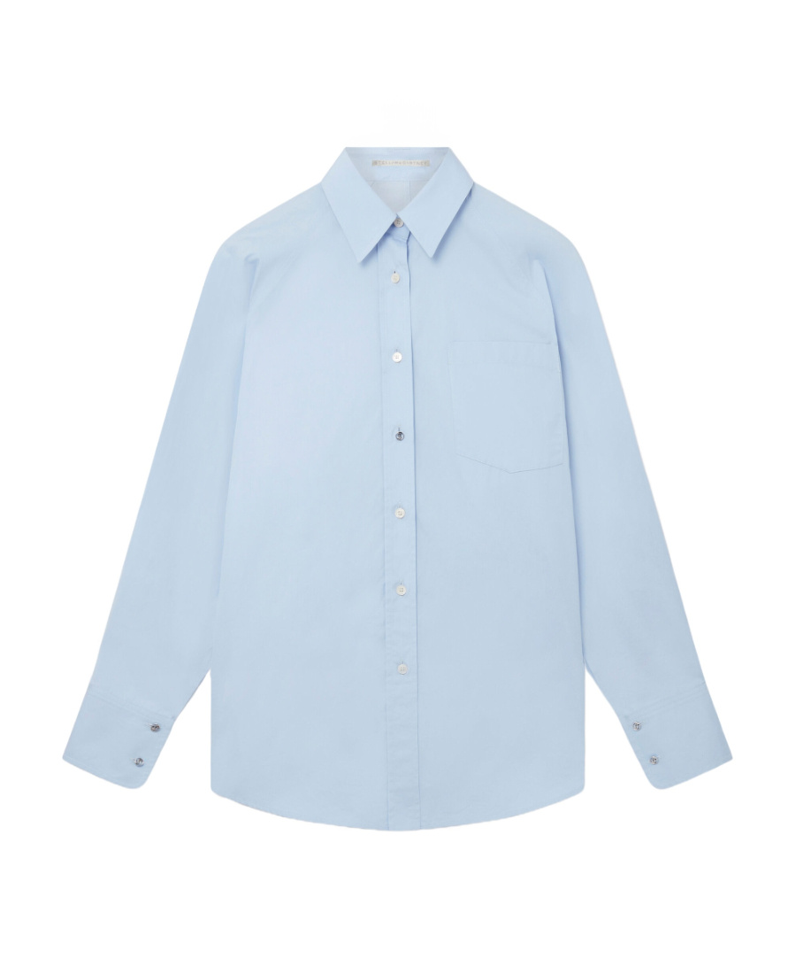 Stella Mccartney Oversized Long-sleeve Cotton Shirt In Blue