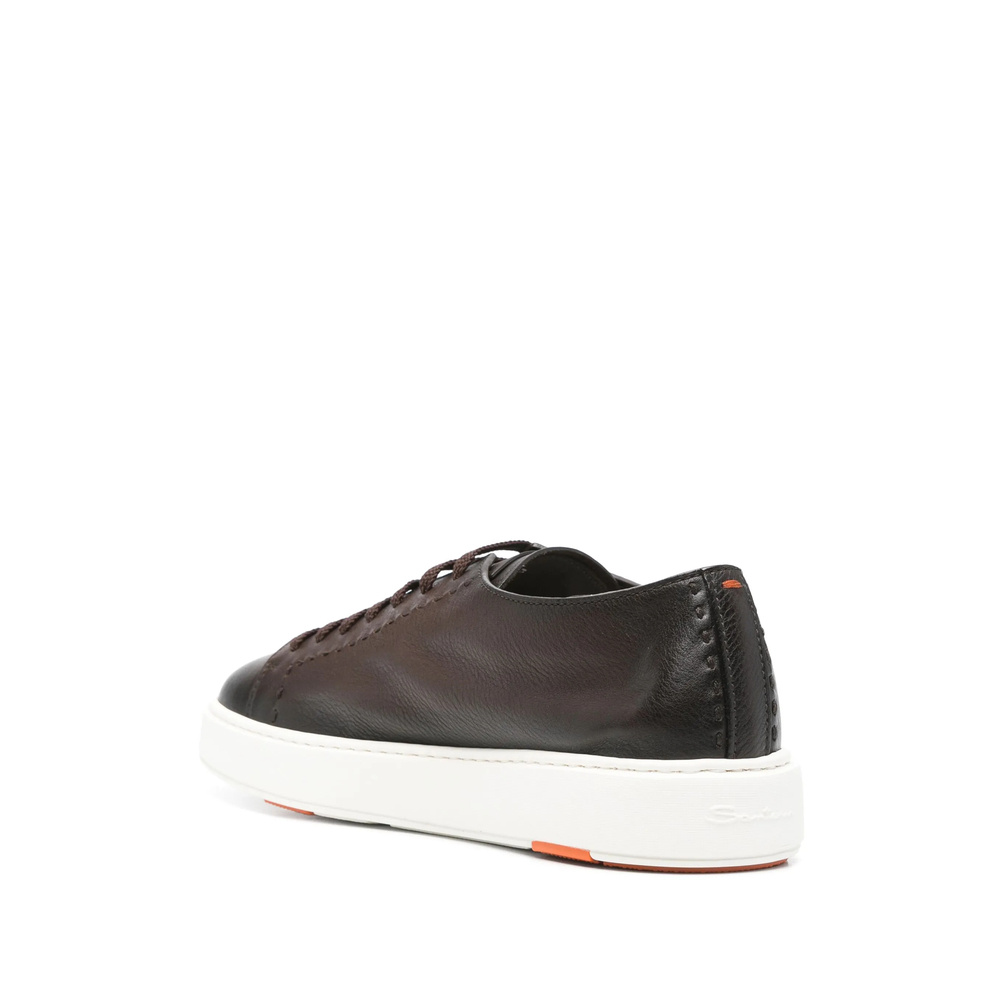 Santoni Round-toe Lace-up Sneakers In Brown
