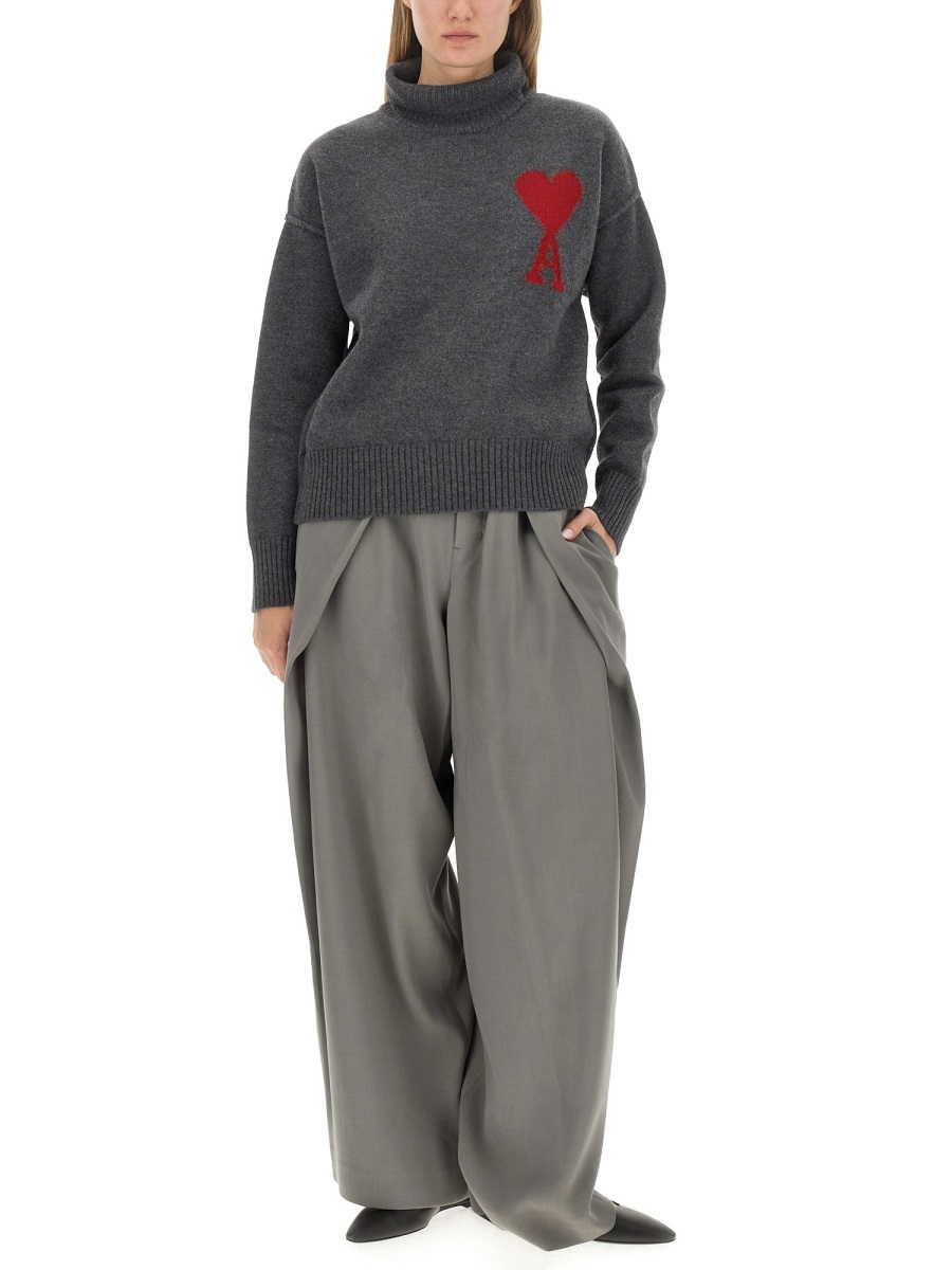 Ami Alexandre Mattiussi Trousers With Panels Mineral Grey In Gray