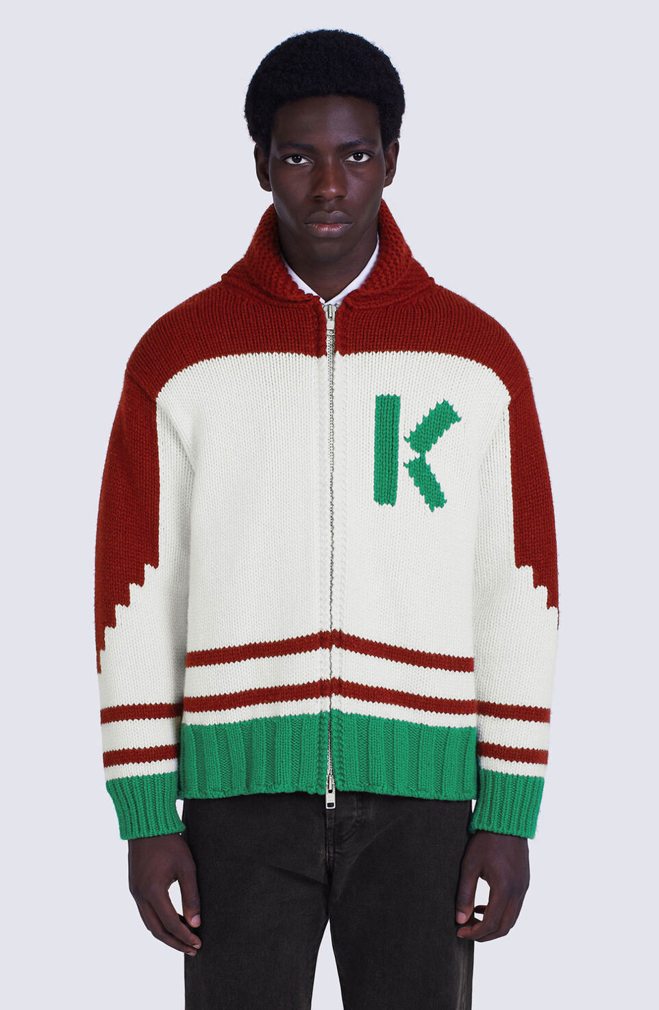 Kenzo Floral-intarsia Wool Cardigan In White