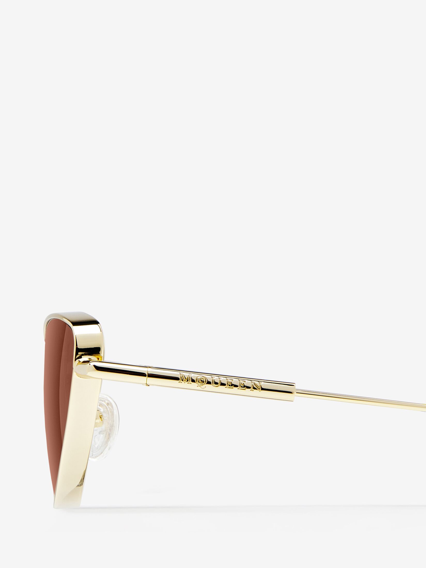 Alexander Mcqueen Women's Metal T-bar Soft Cat-eye Sunglasses In Brown/gold