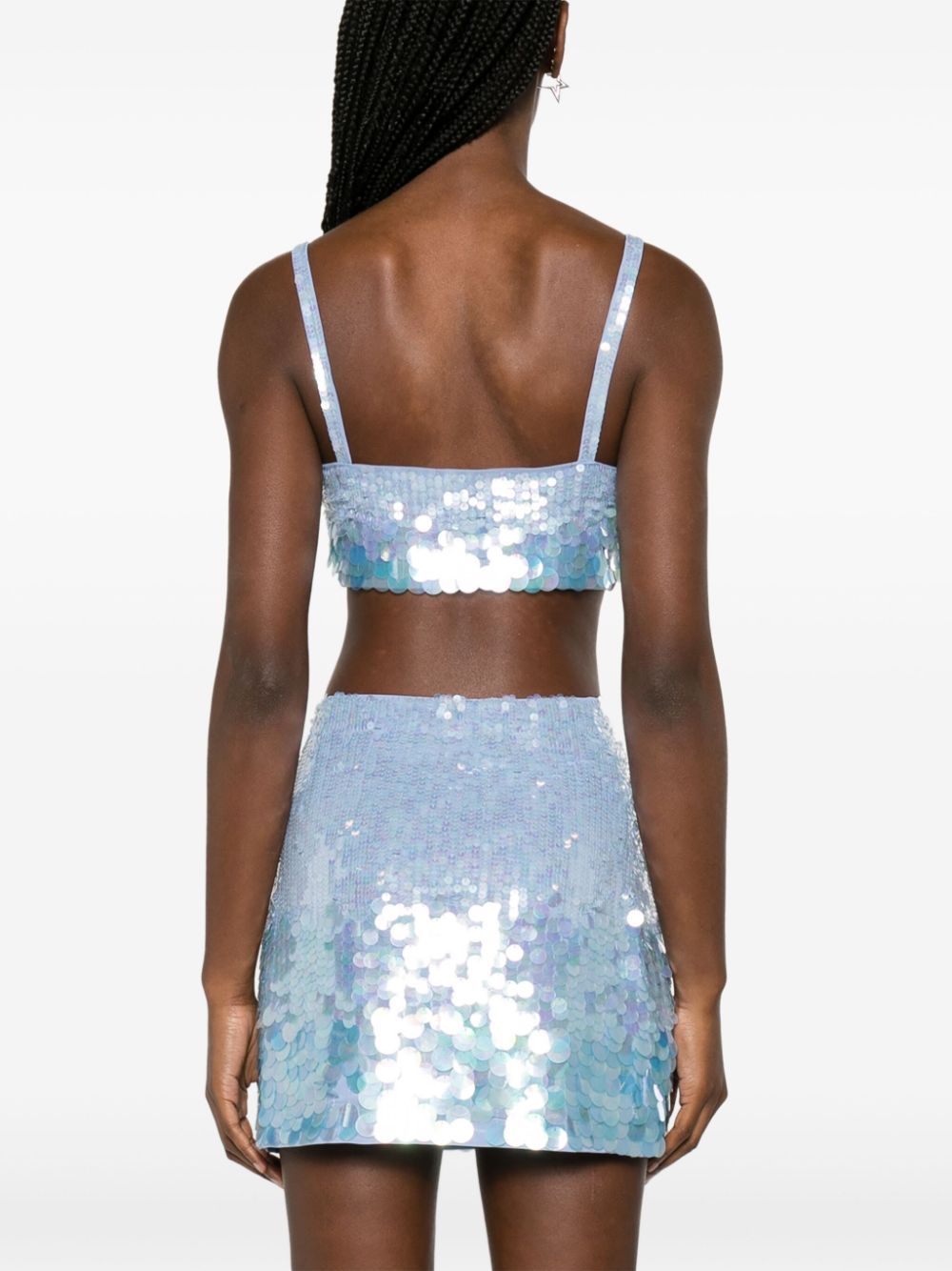 P.a.r.o.s.h Light Blue Iridescent Sequin Cropped Top In Blue
