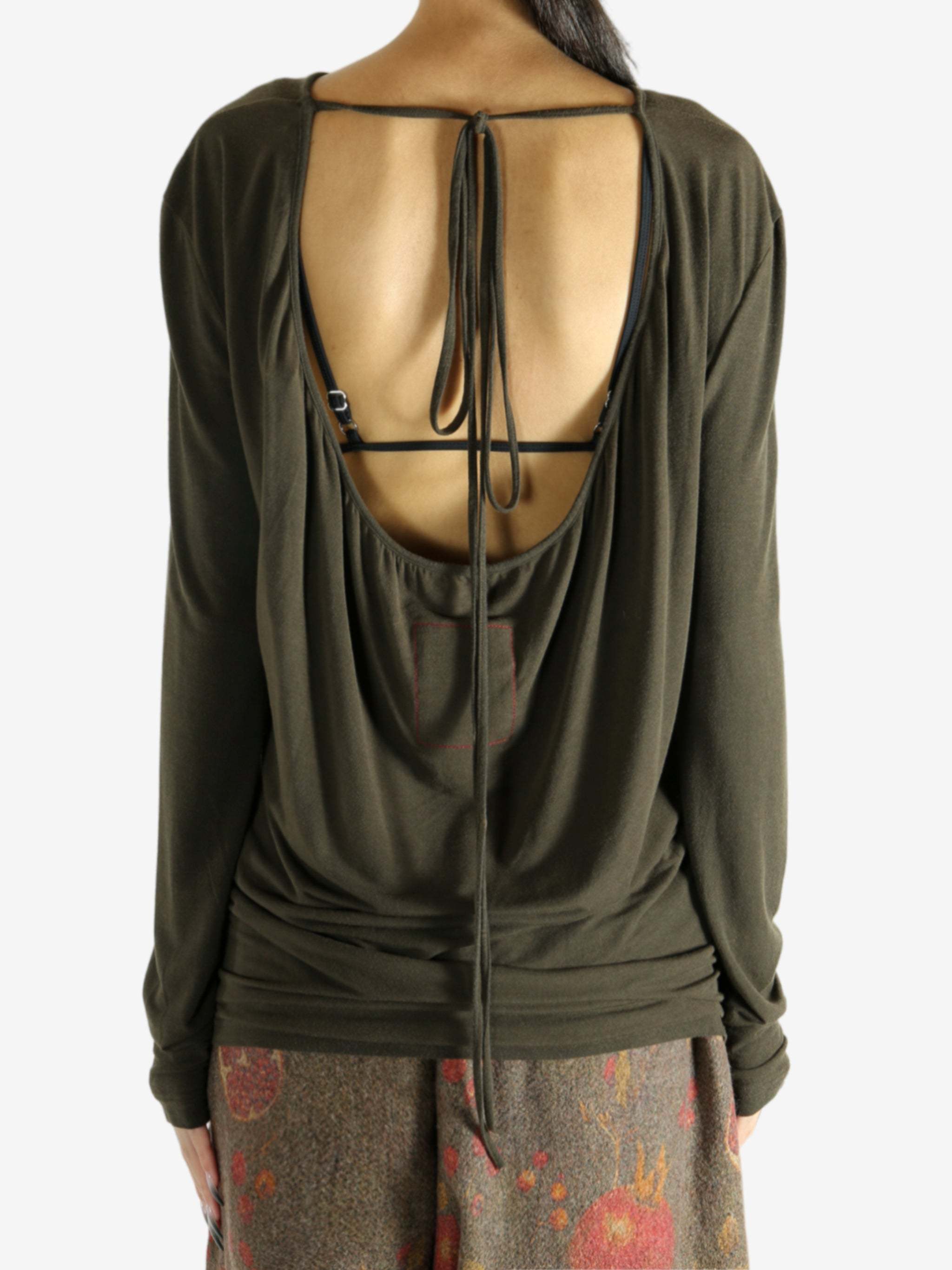 Uma Wang Lace-up T-shirt In Green