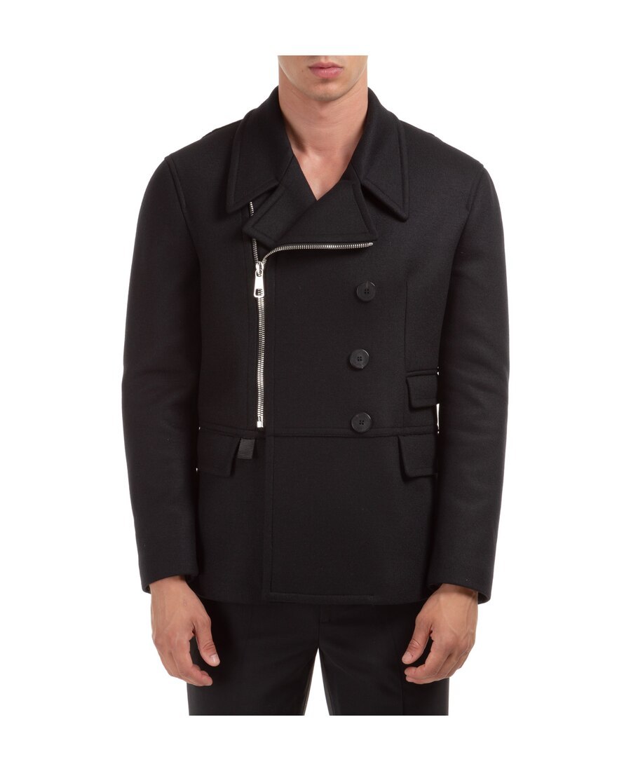 Neil Barrett Asymmetrical Zipper Coat In Black