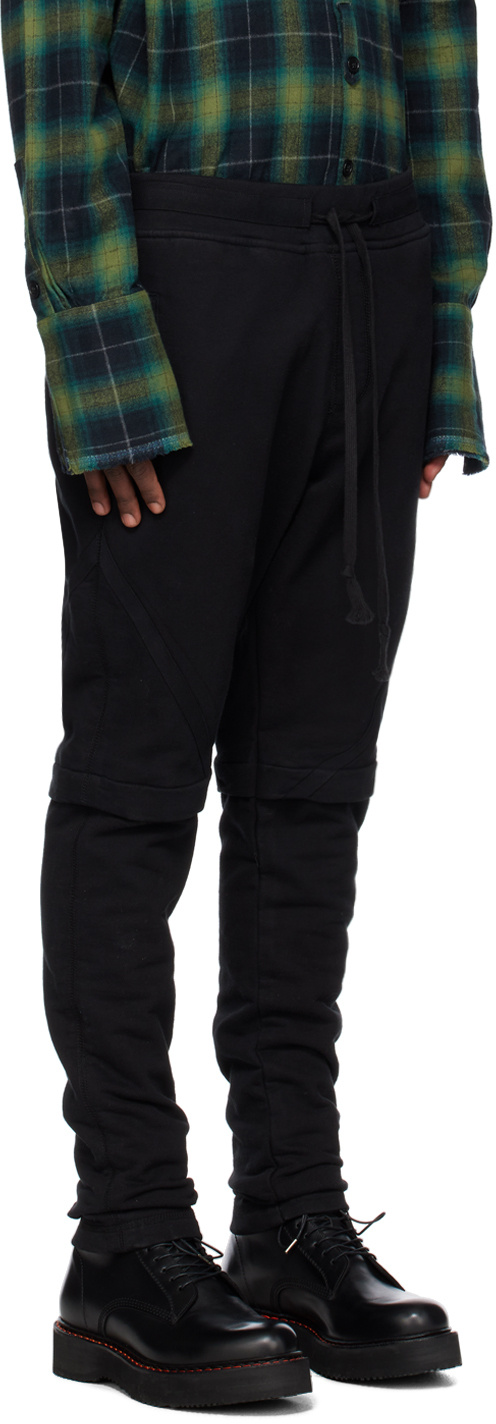 Greg Lauren Fleece Drawstring-waistband Trousers In Black