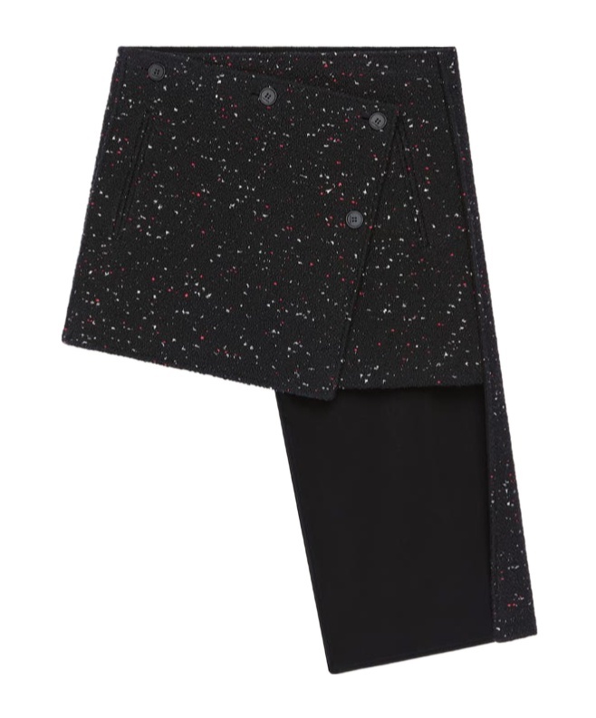 Courrèges Asymmetrical-panel Tweed Mini Skirt In Black