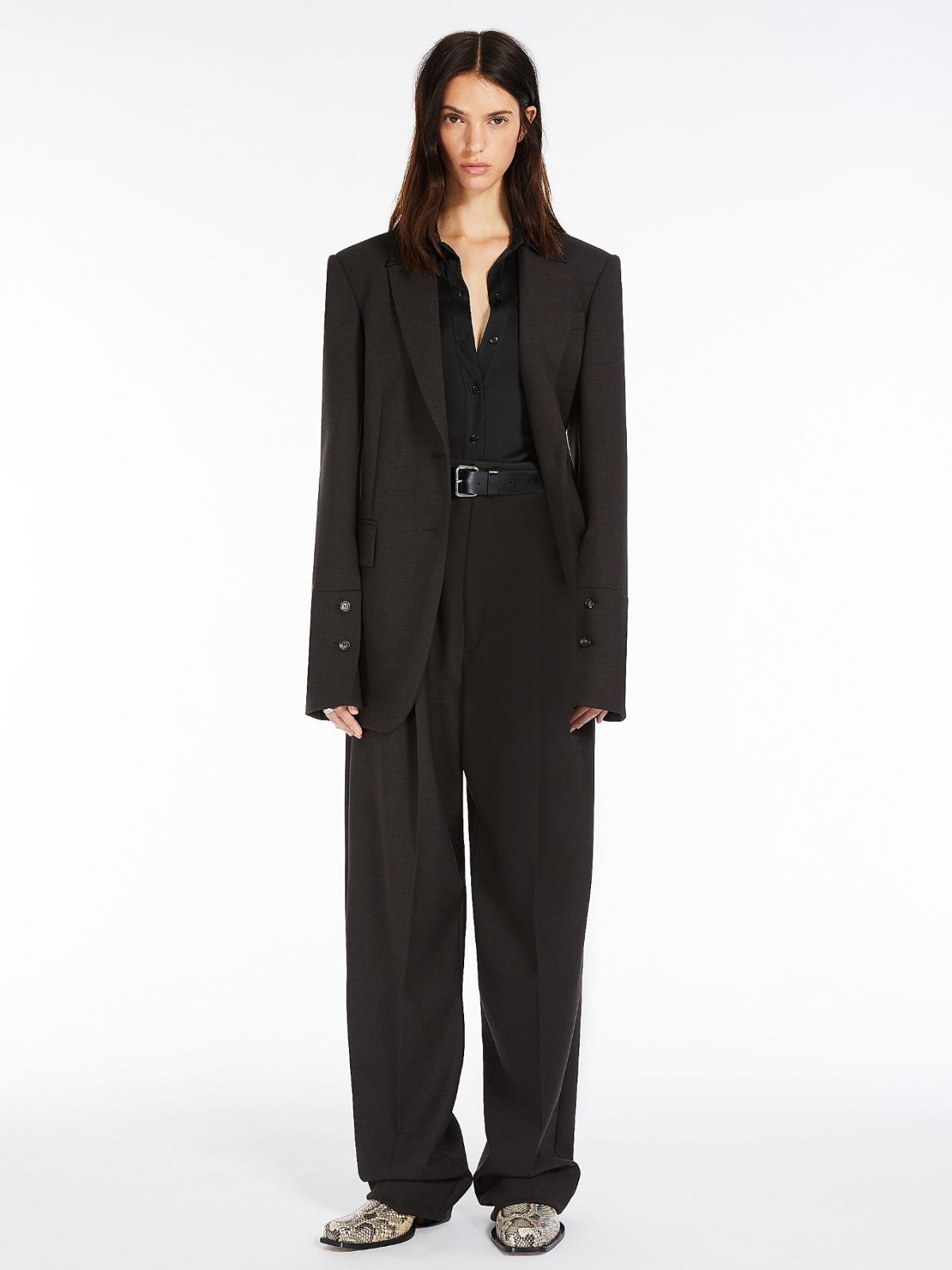 Sportmax High-waist Virgin Wool Trousers In Black