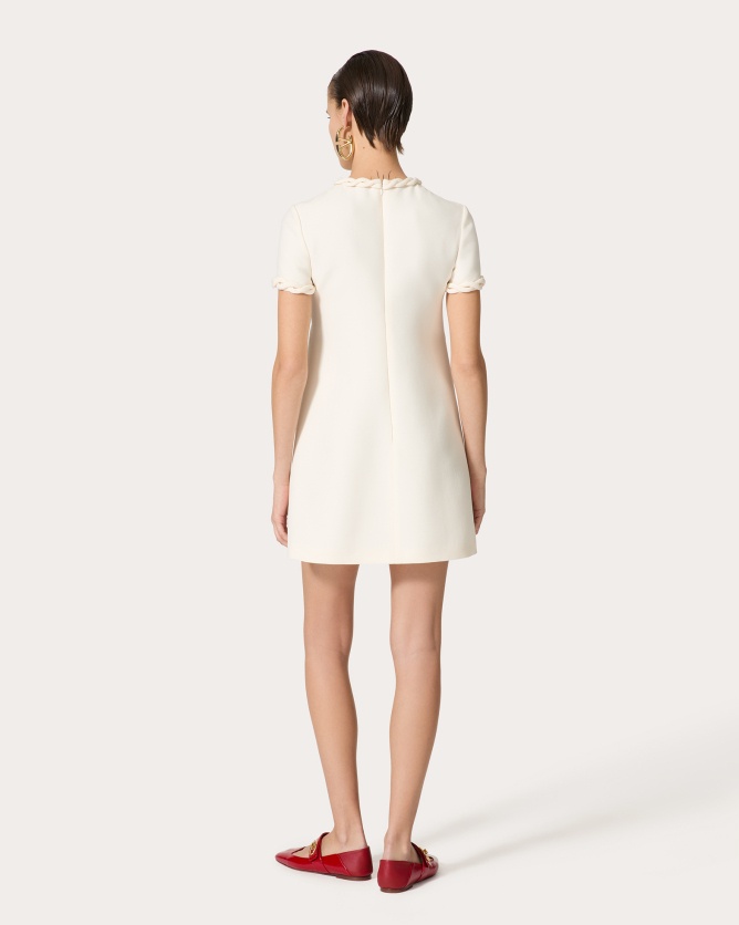 Valentino Crepe Couture Braid-embellished Minidress In White