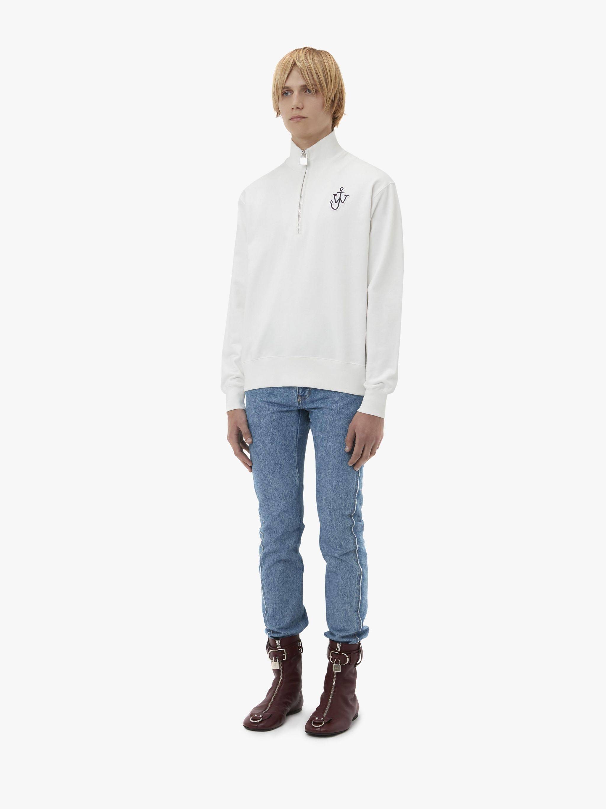 Jw Anderson Padlock Half Zip Sweatshirt In White