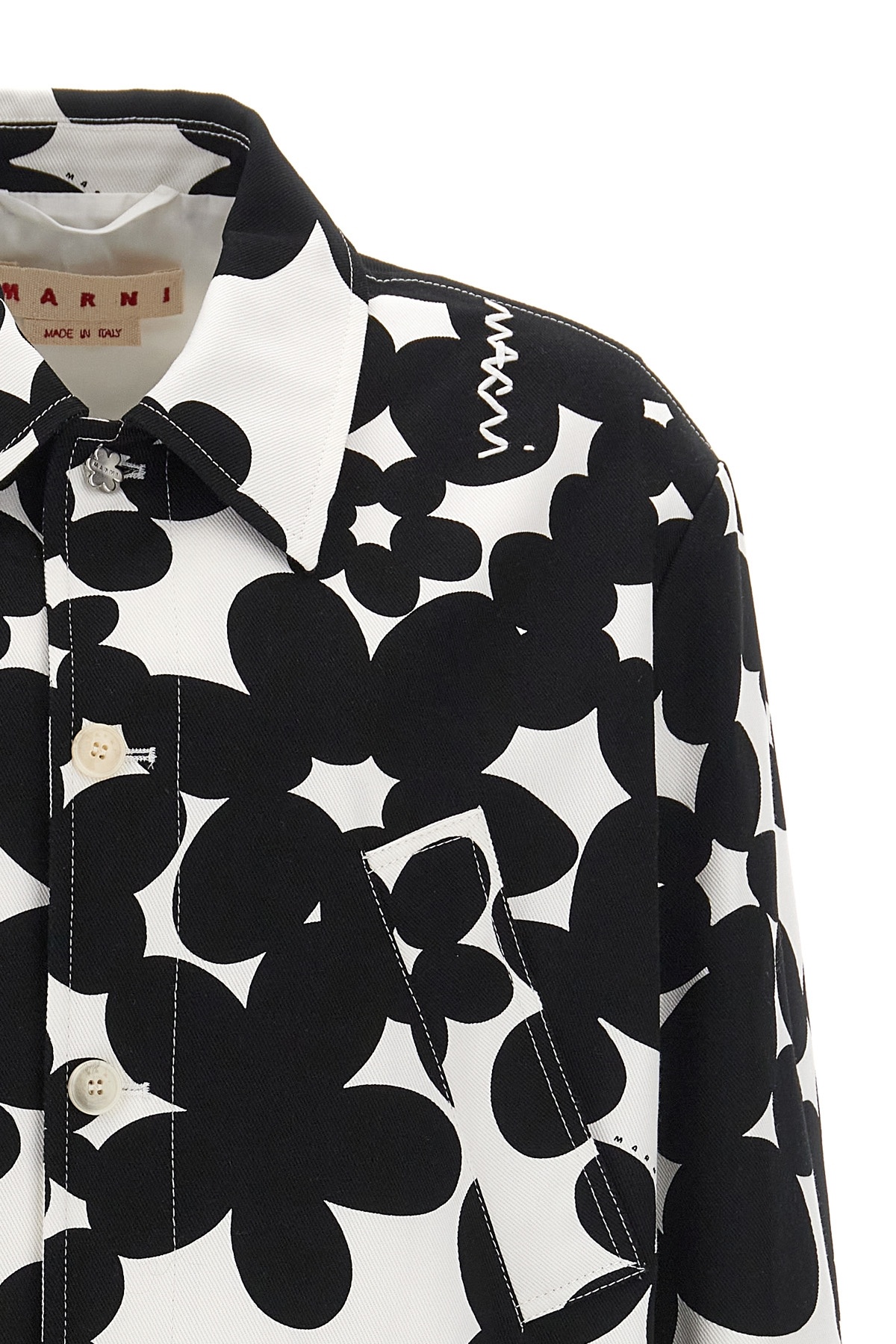 Marni 'floral Bloom' Jacket With Front Pockets In Black