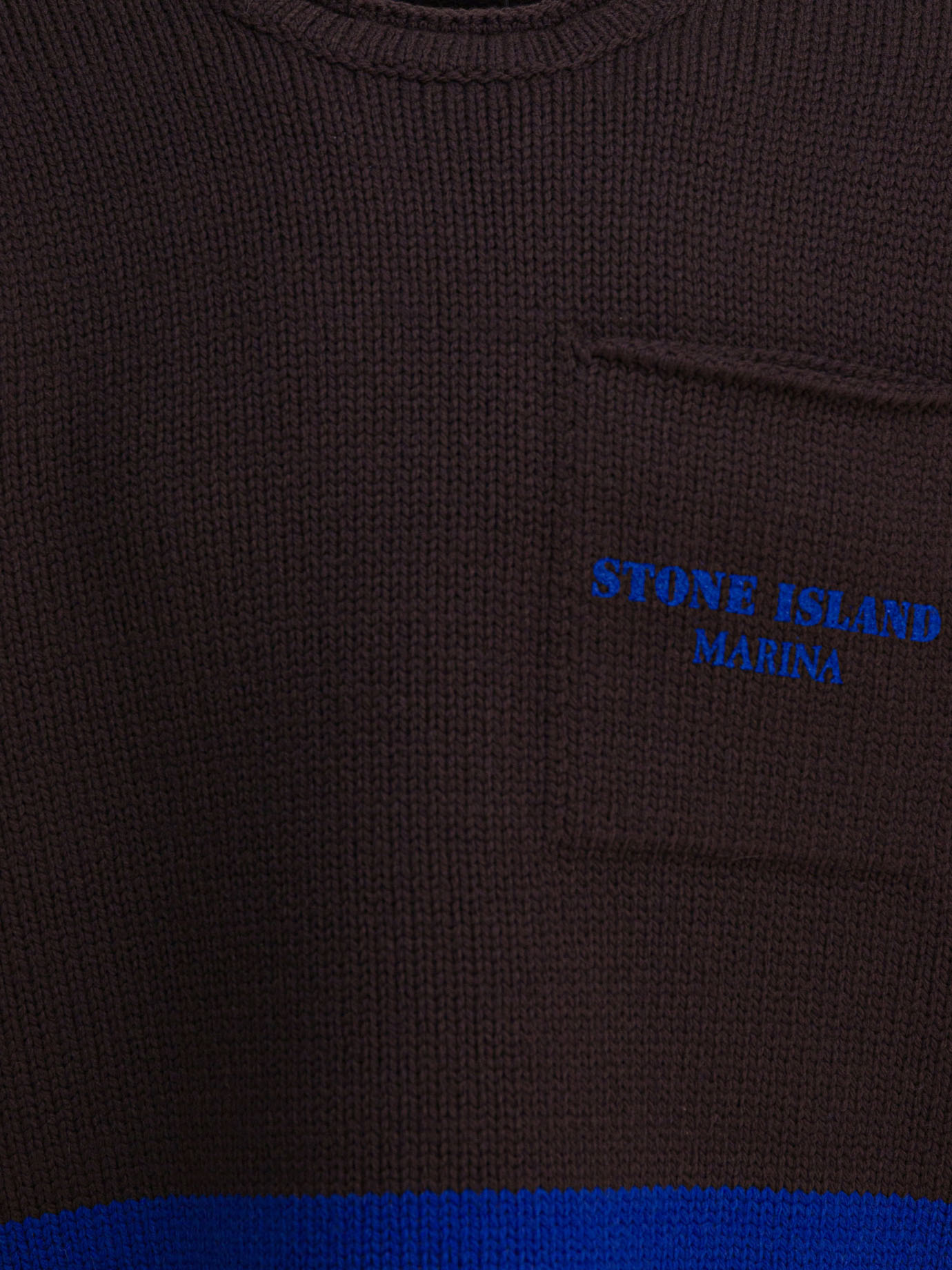 Stone Island Pocket-detail Striped Sweater In Brown