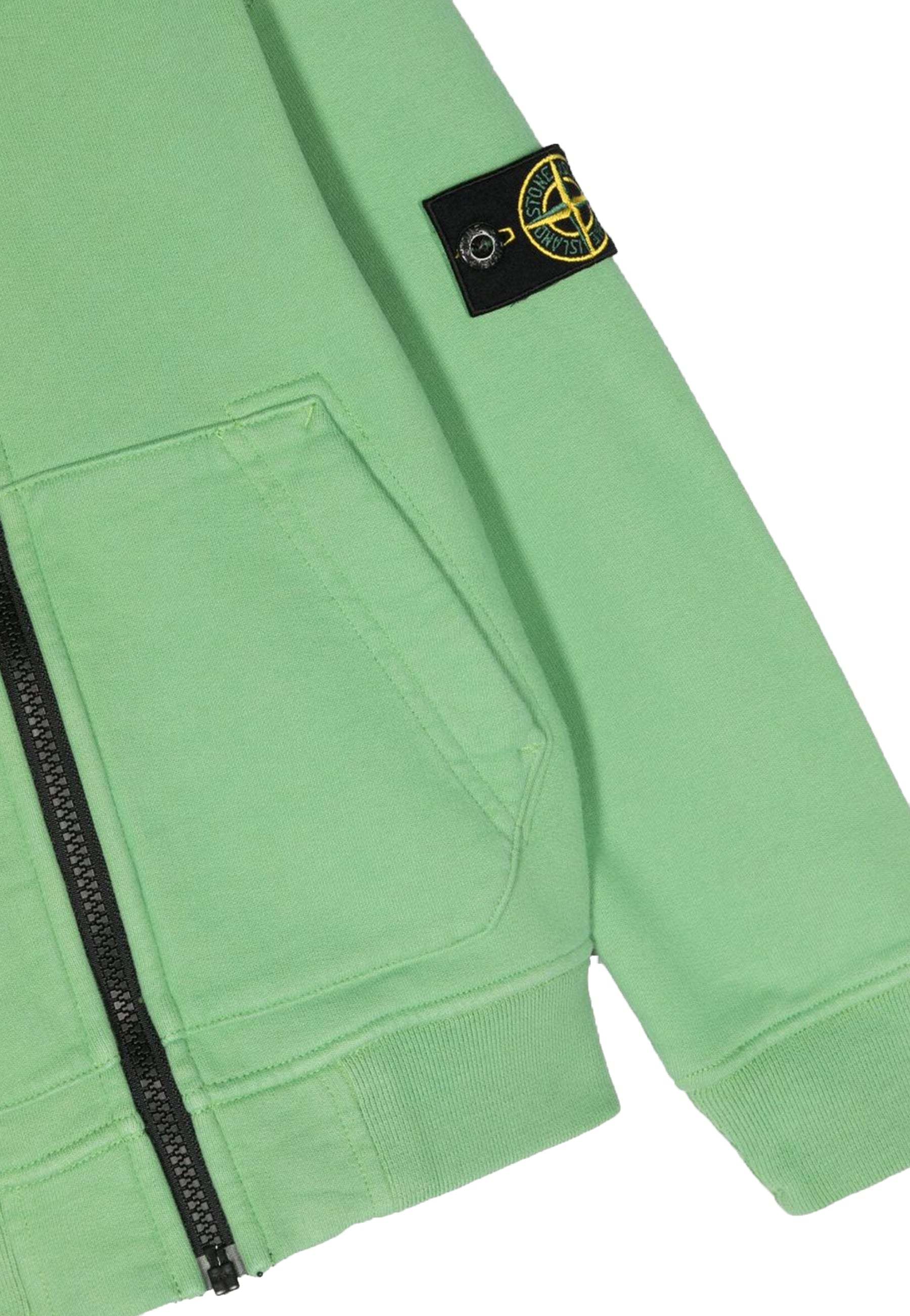 Stone Island Compass-patch Zip-up Jacket In Green
